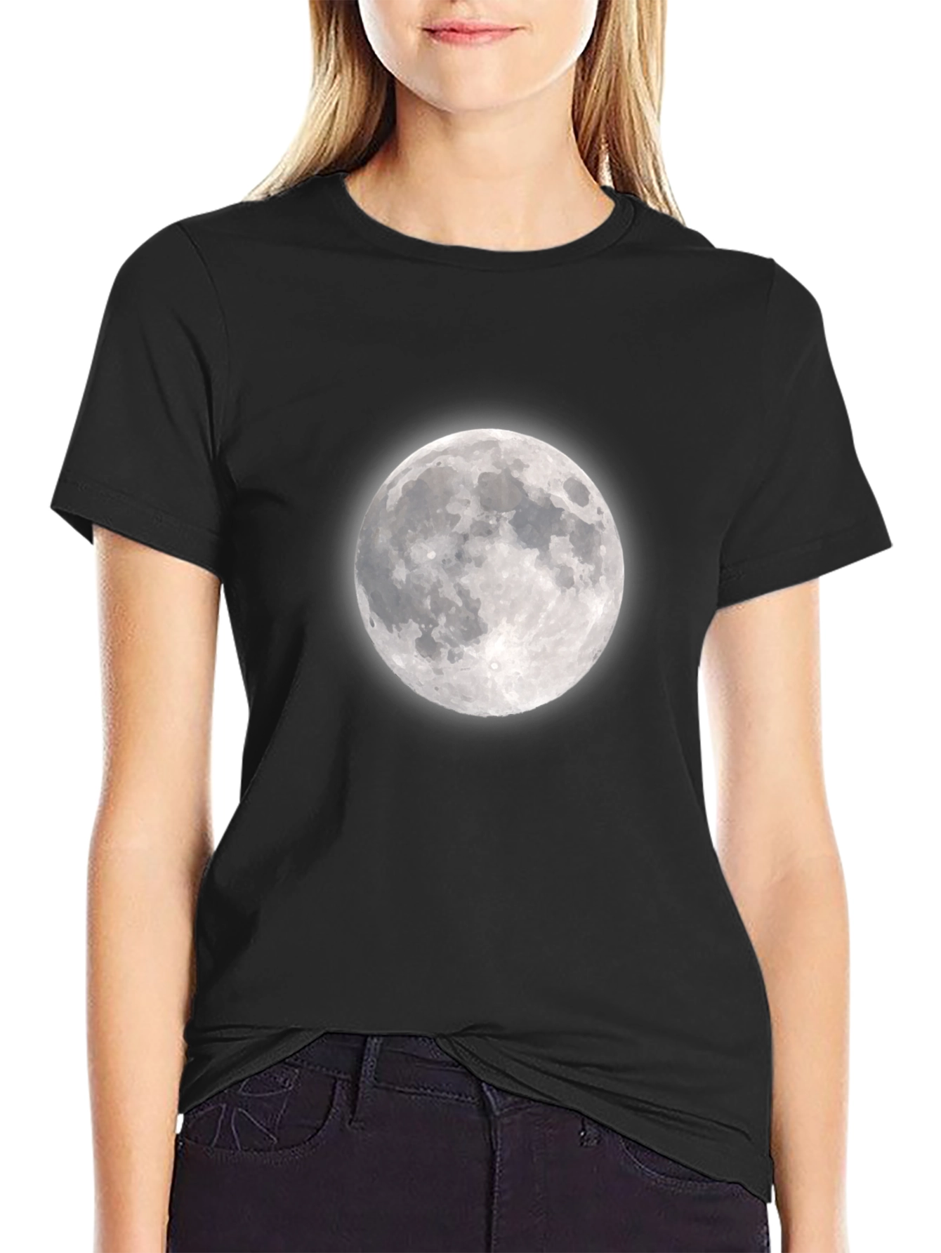 Lunar Black Tee: Moon Graphic T-Shirt