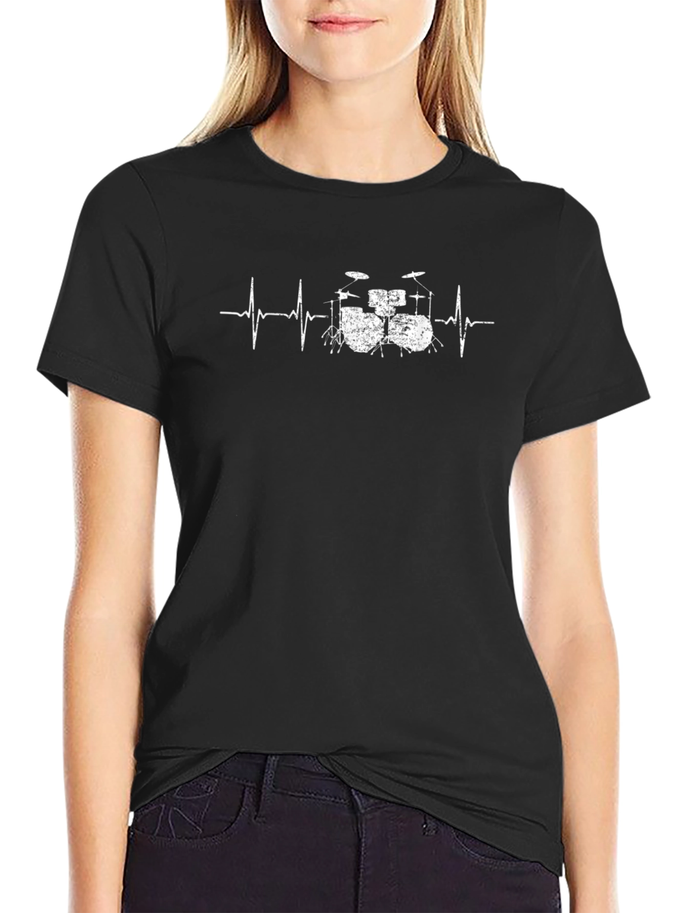 Drum Heartbeat Graphic Tee - Black