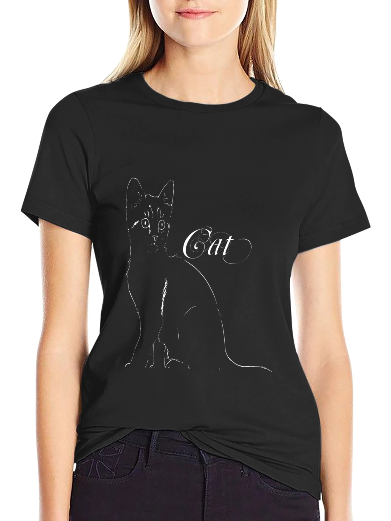 Cat Silhouette Black T-Shirt - Stylish Graphic Tee