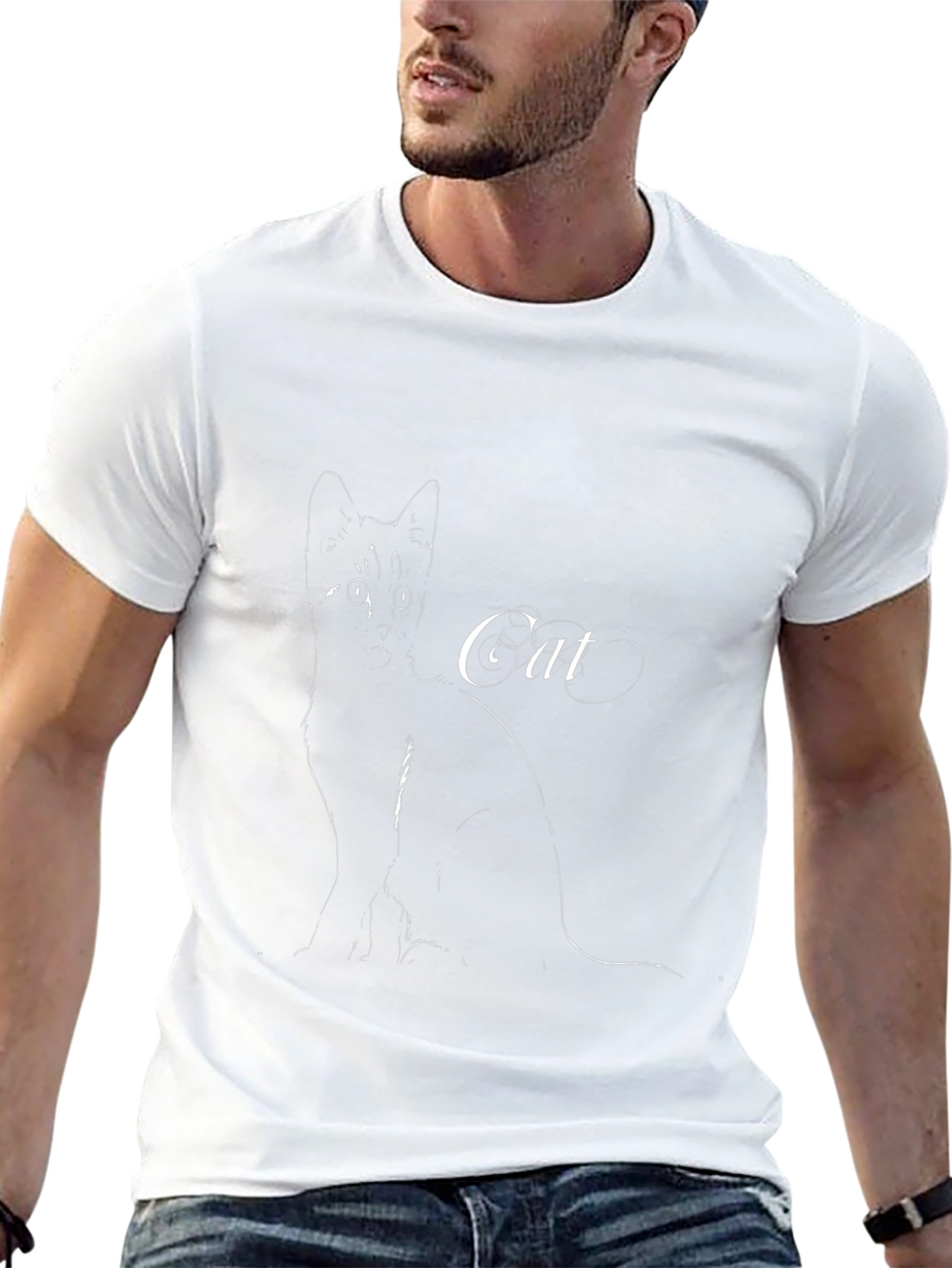 Cat Silhouette Black T-Shirt - Stylish Graphic Tee