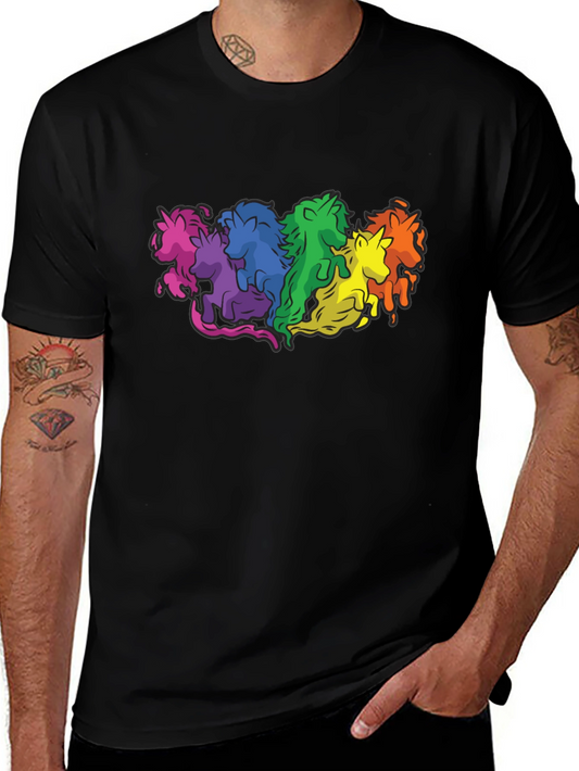 Rainbow Unicorns Graphic T-Shirt - Black