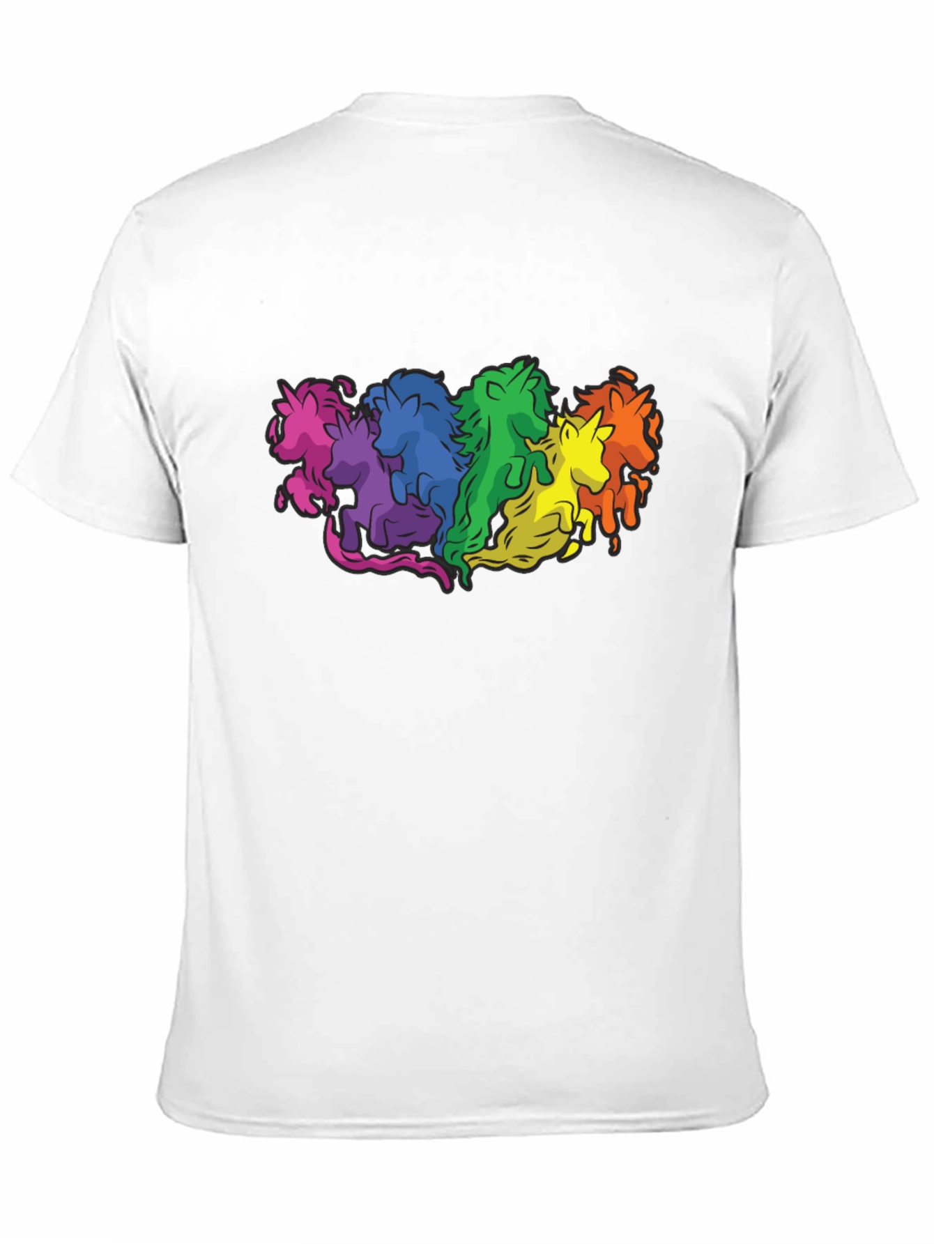 Rainbow Unicorns Graphic T-Shirt - Black