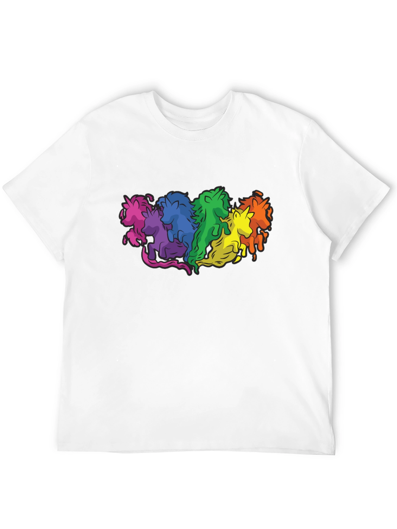 Rainbow Unicorns Graphic T-Shirt - Black