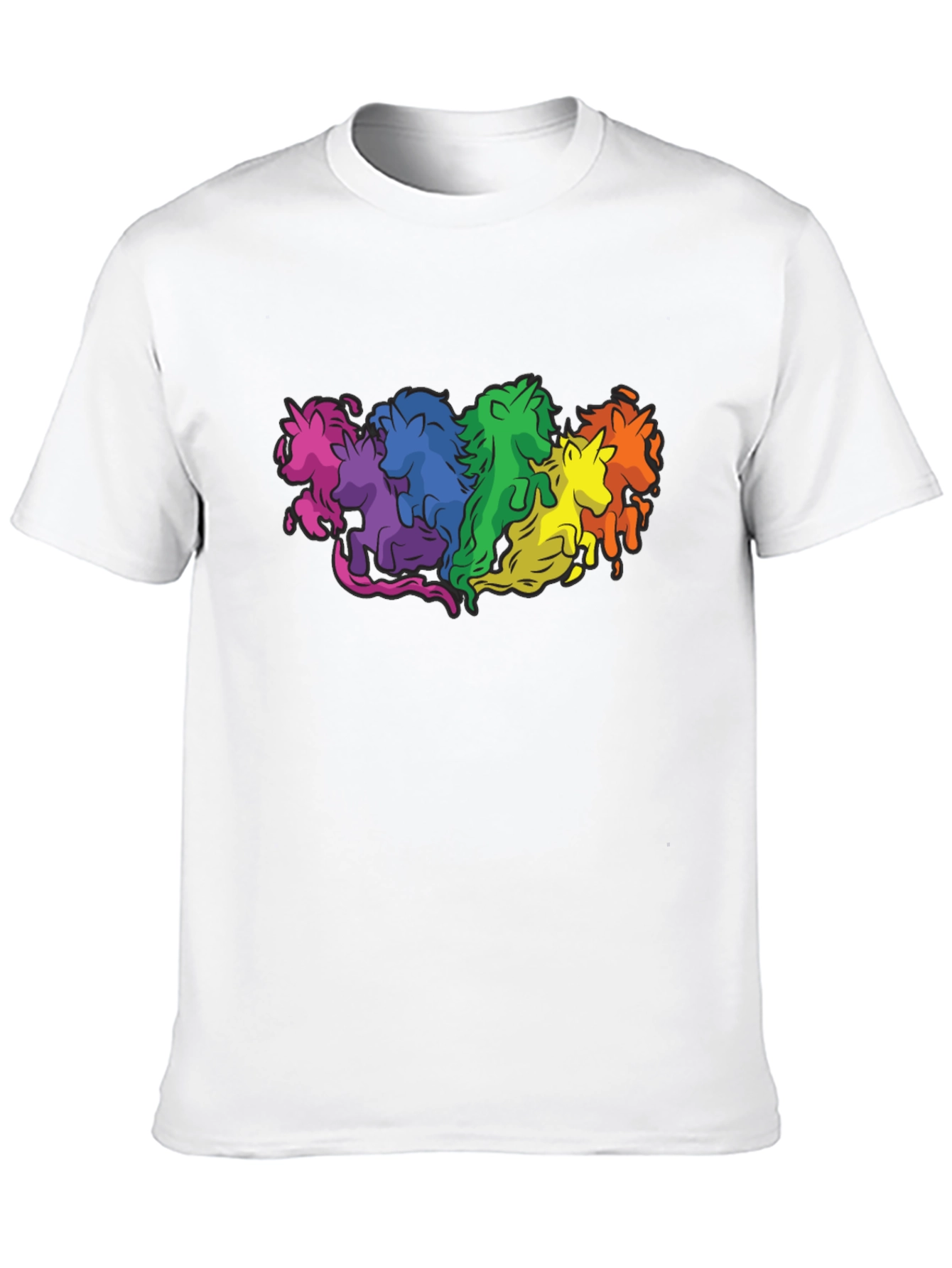 Rainbow Unicorns Graphic T-Shirt - Black