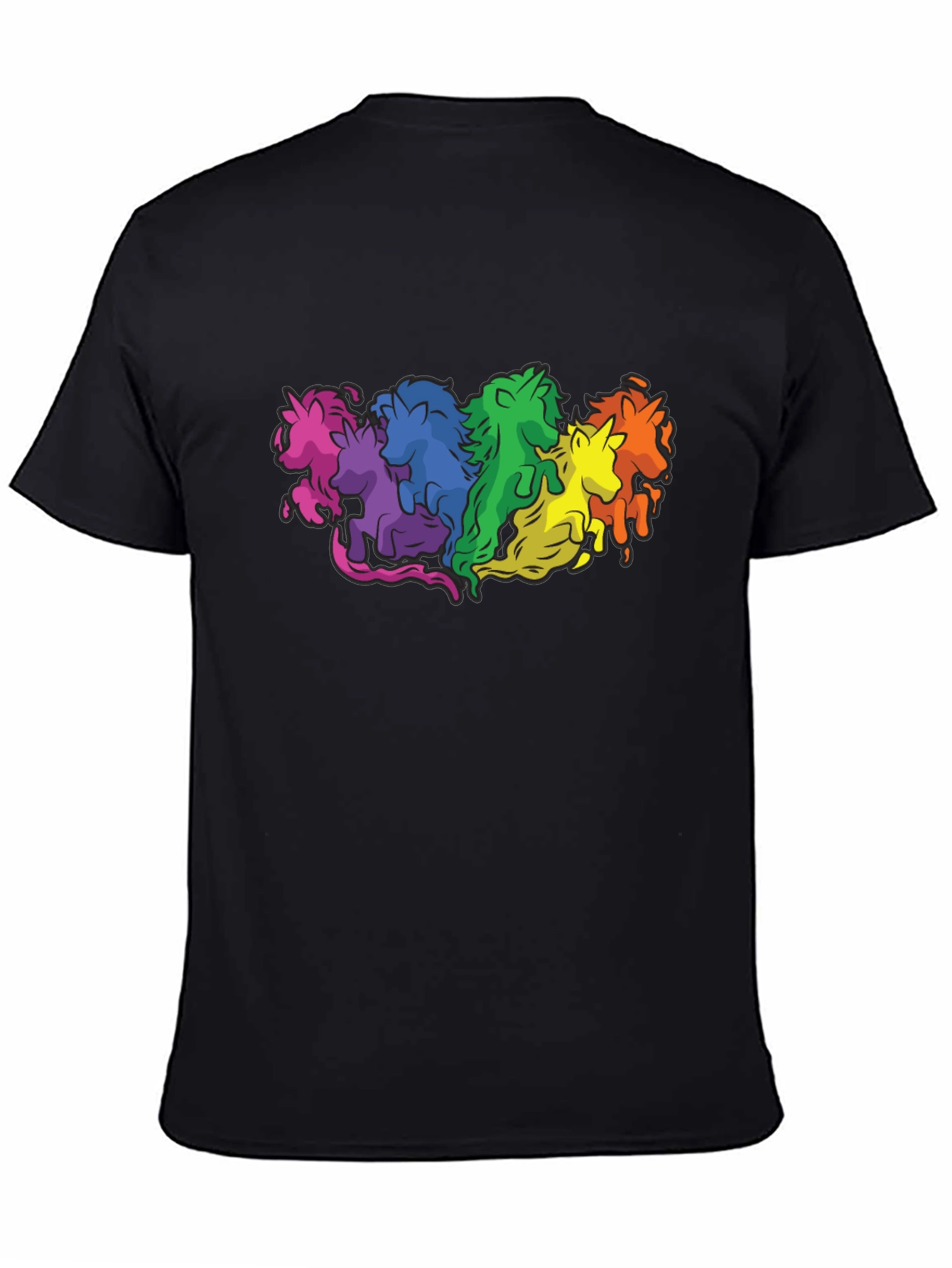 Rainbow Unicorns Graphic T-Shirt - Black