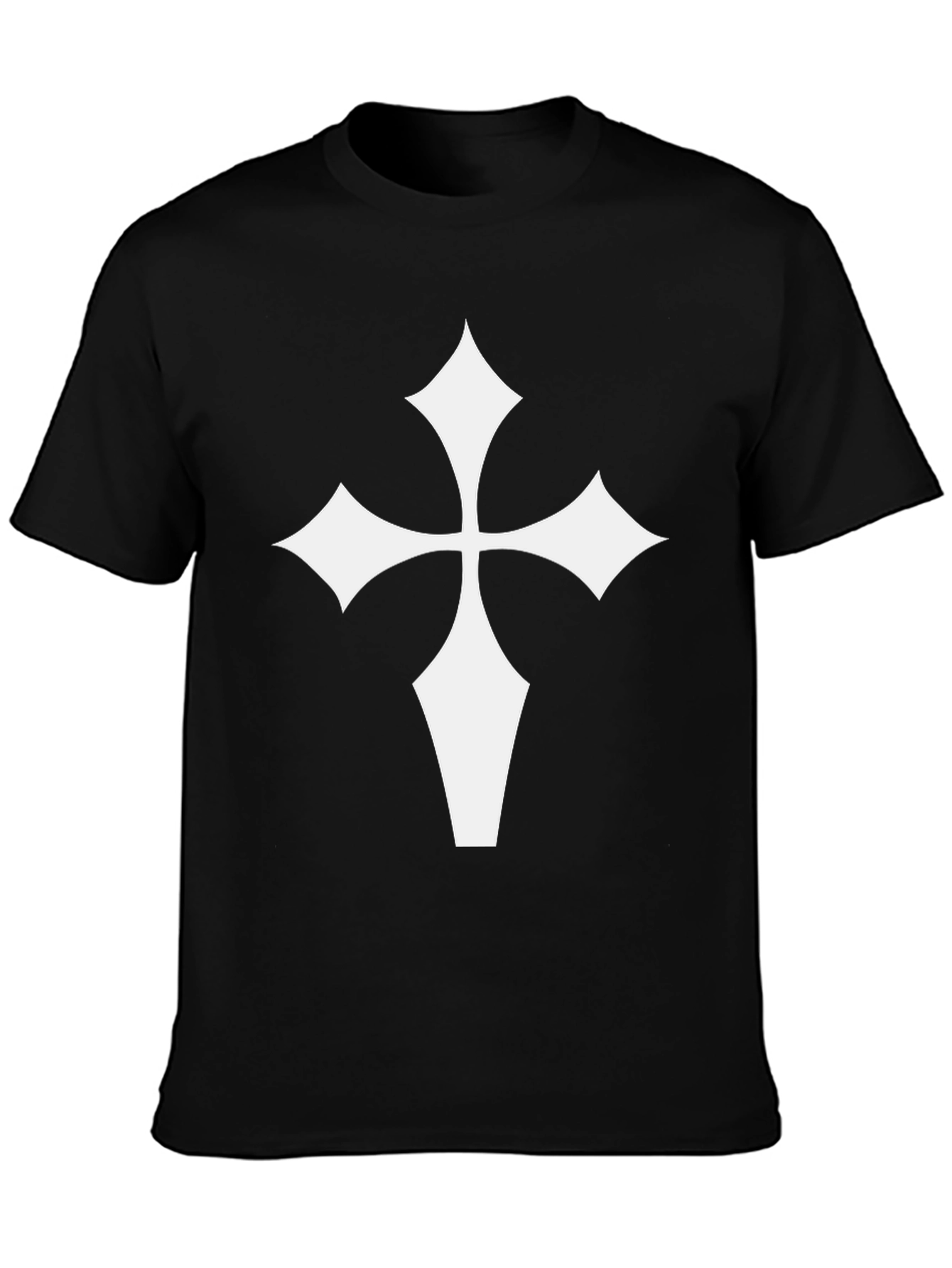 Black T-Shirt with White Cross Graphic