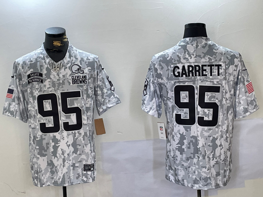 Men's Cleveland Browns Myles Garrett #95 Arctic Camo 2024 Salute to Service Limited Jerseys