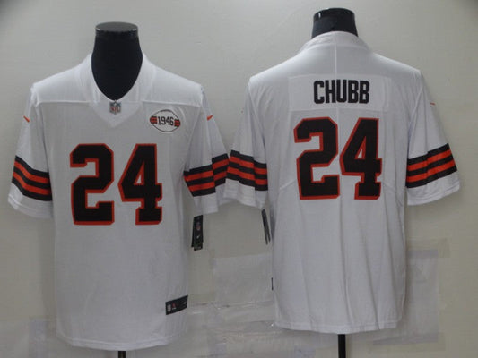 Men's Cleveland Browns Nick Chubb #24 White 1946 Collection Alternate Game Jerseys