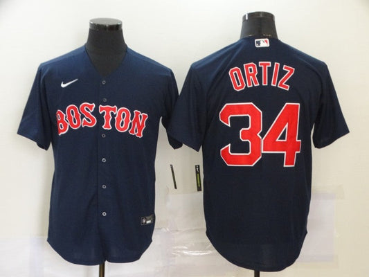 Men's Boston Red Sox David Ortiz #34 Navy Replica Baseball Jerseys