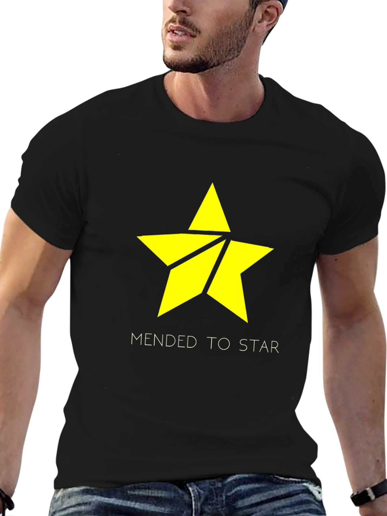 Mended to Star Black Graphic Tee