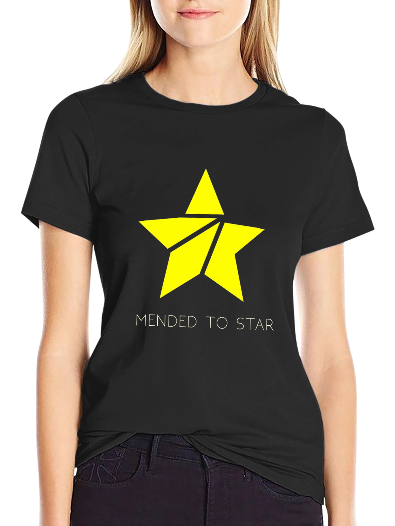 Mended to Star Black Graphic Tee