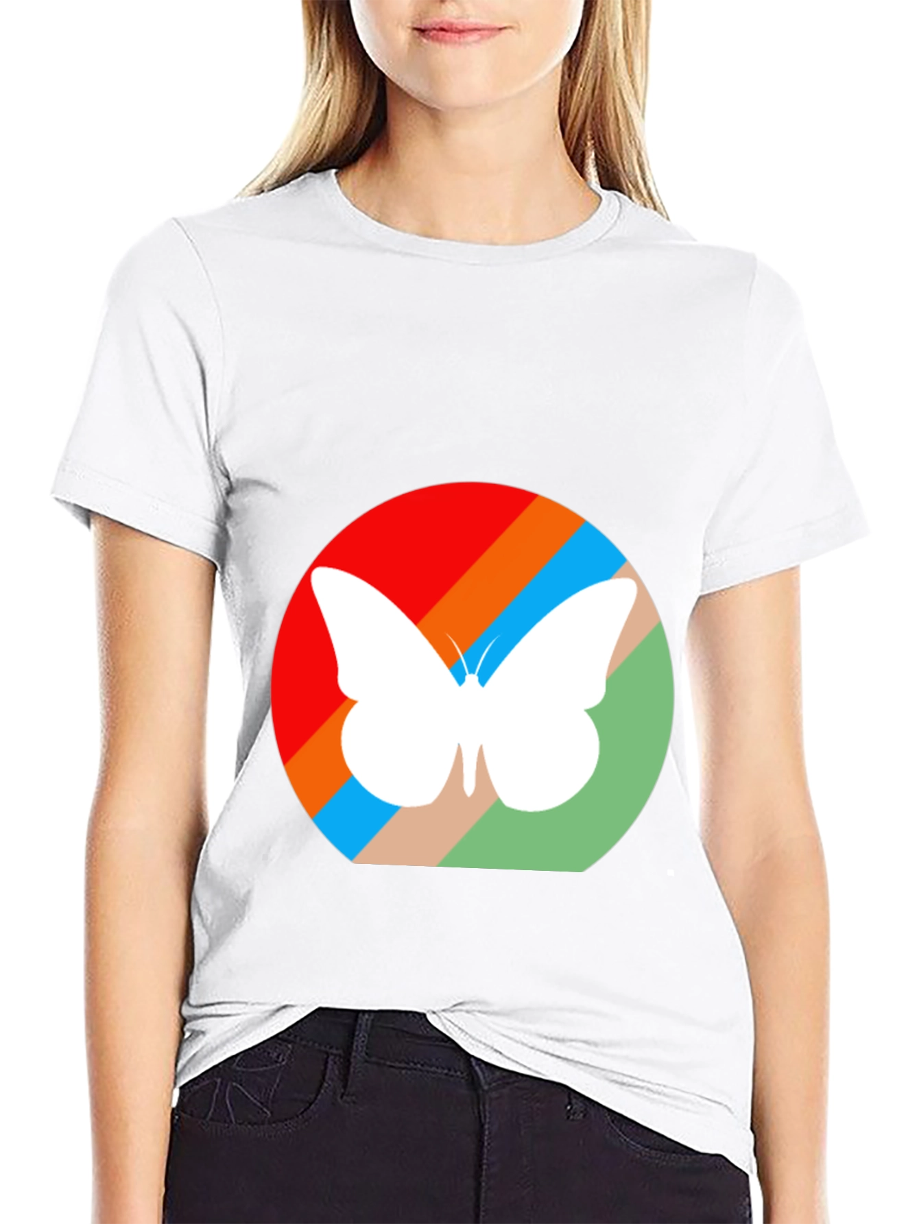 Butterfly Silhouette Graphic Tee - Black