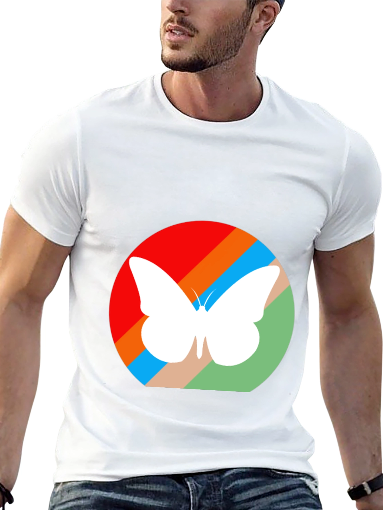 Butterfly Silhouette Graphic Tee - Black