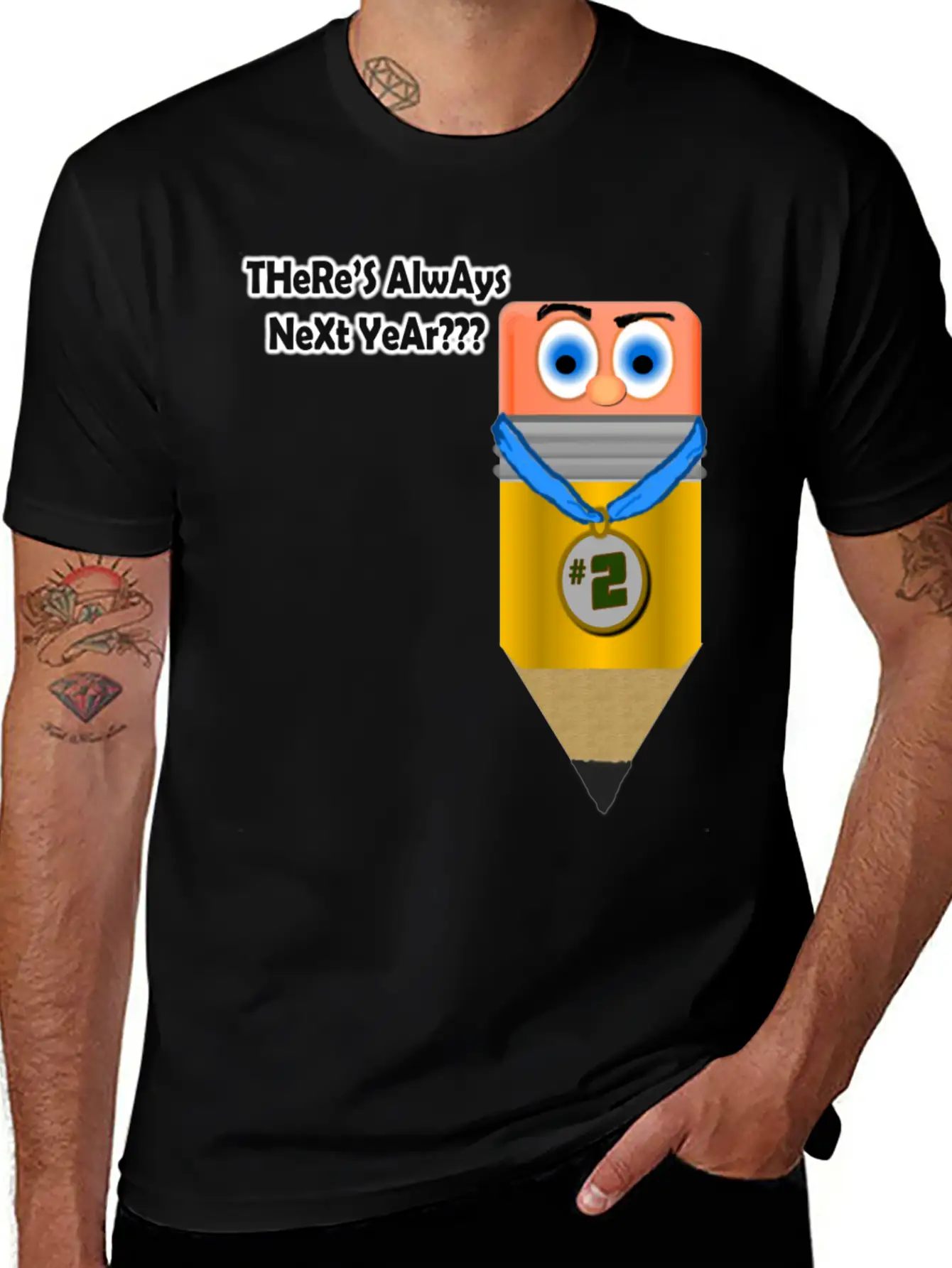 2nd Place Pencil Unisex Short Sleeve Soft Cotton T-Shirt – Casual Everyday Wear