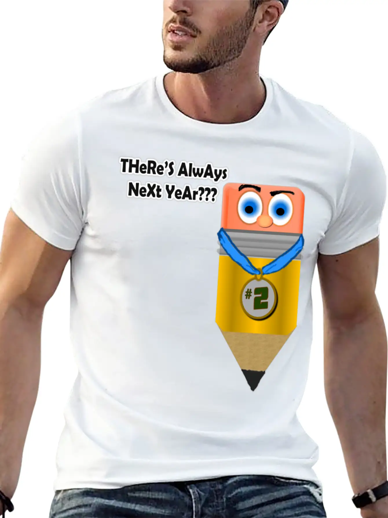 2nd Place Pencil Unisex Short Sleeve Soft Cotton T-Shirt – Casual Everyday Wear
