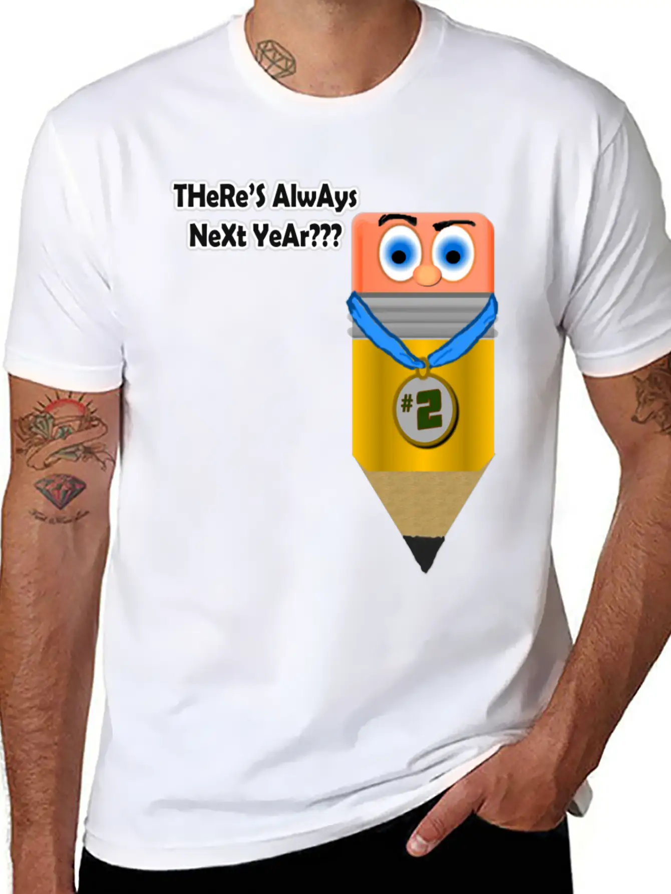 2nd Place Pencil Unisex Short Sleeve Soft Cotton T-Shirt – Casual Everyday Wear