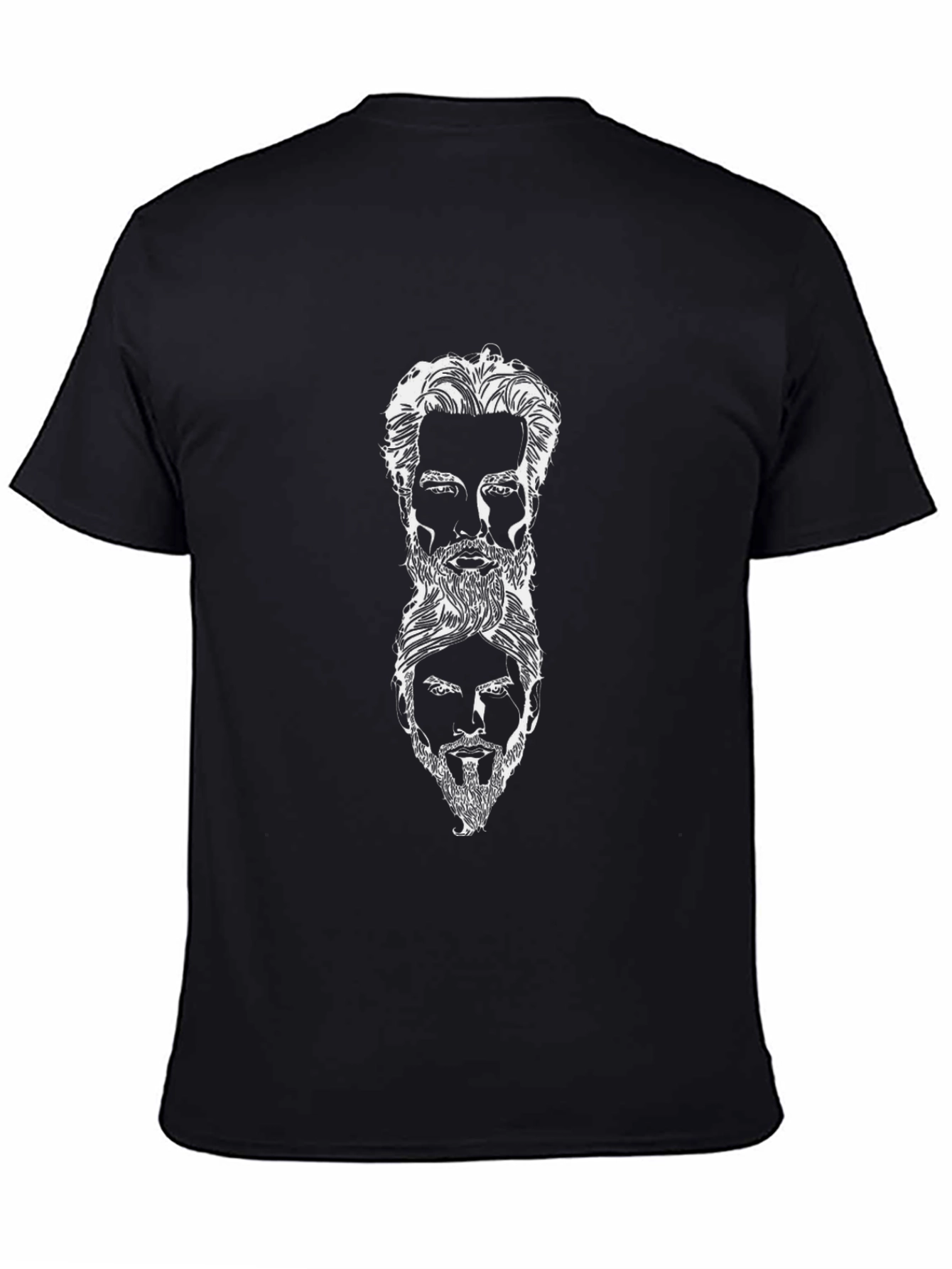 Mens Black T-Shirt with Graphic Portraits
