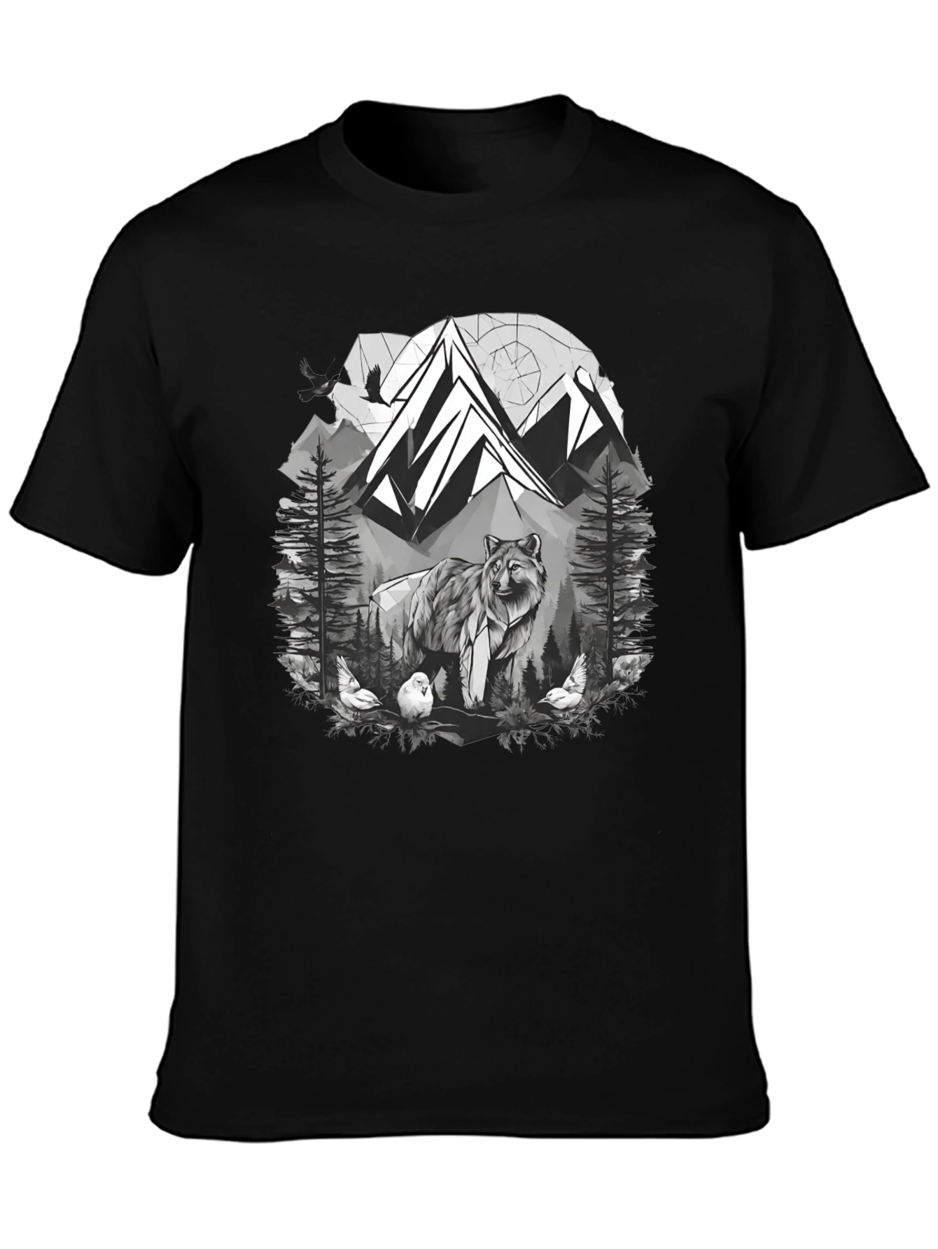 Wolf Mountain Graphic Tee - Nature Lovers T-Shirt