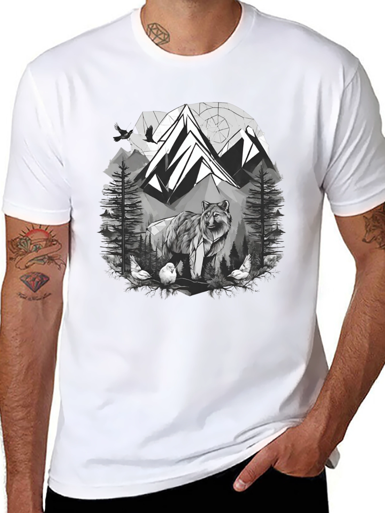 Wolf Mountain Graphic Tee - Nature Lovers T-Shirt