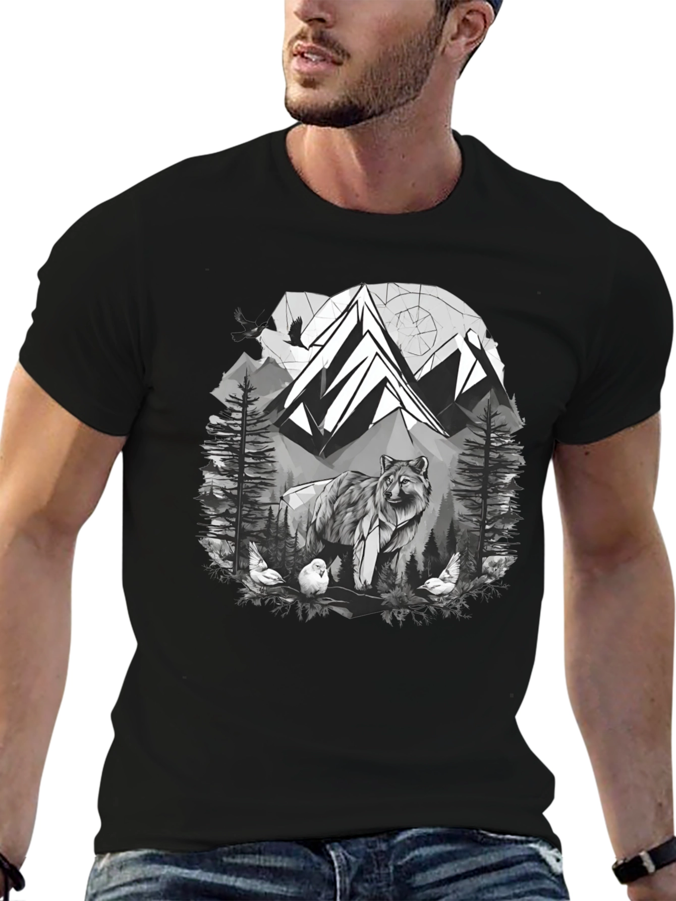 Wolf Mountain Graphic Tee - Nature Lovers T-Shirt