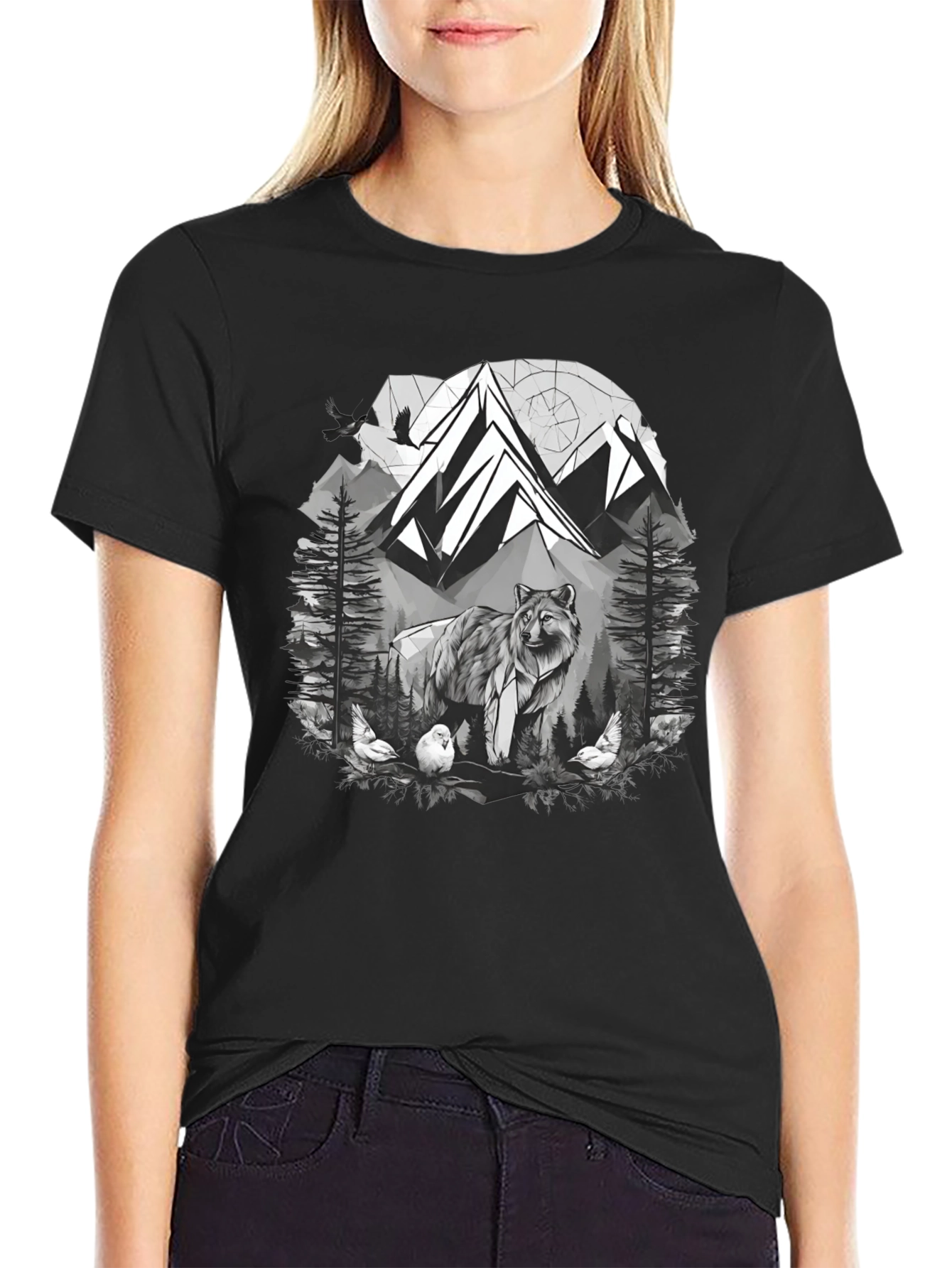 Wolf Mountain Graphic Tee - Nature Lovers T-Shirt