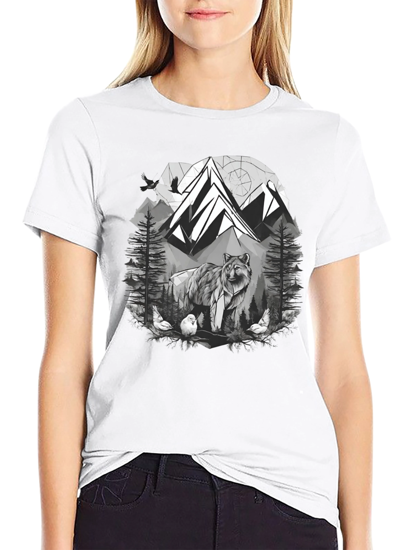 Wolf Mountain Graphic Tee - Nature Lovers T-Shirt