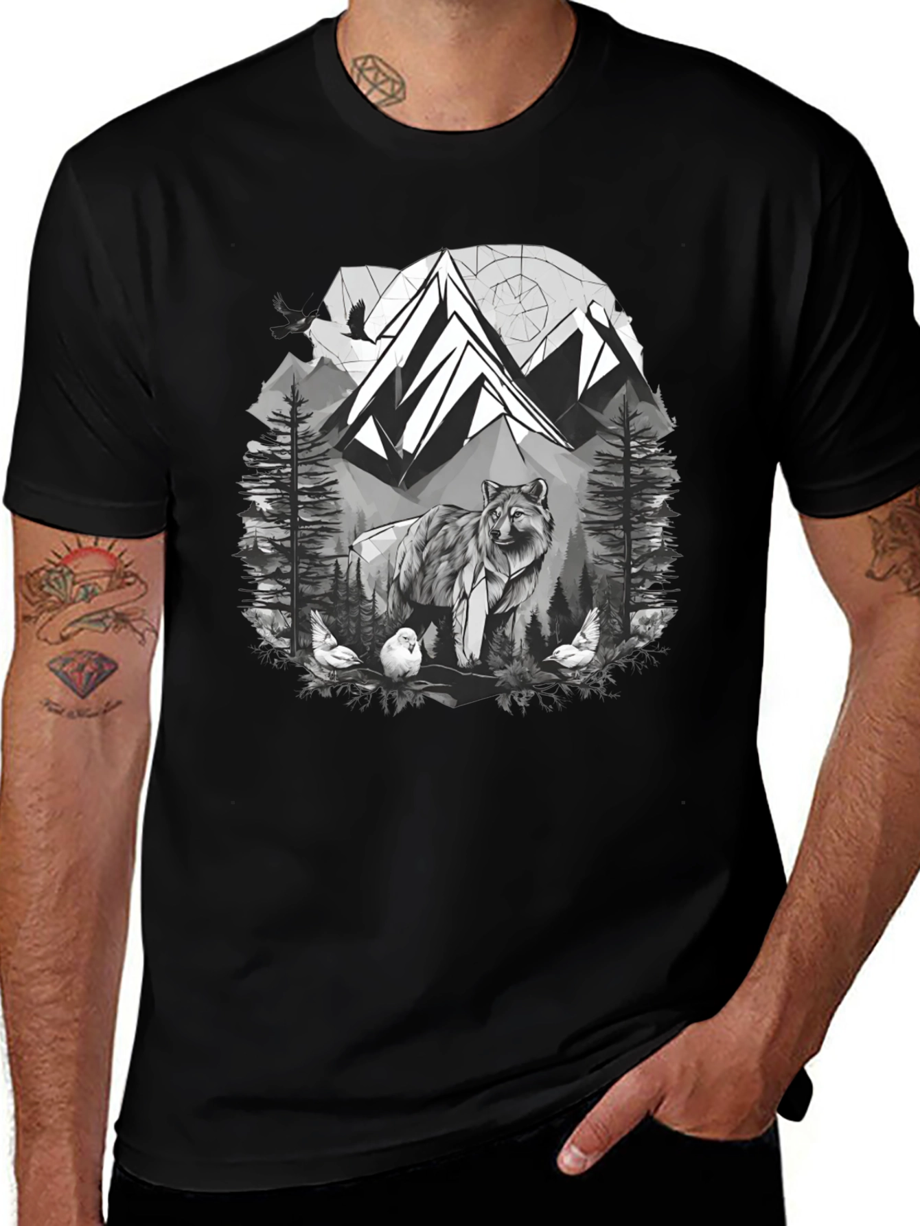 Wolf Mountain Graphic Tee - Nature Lovers T-Shirt