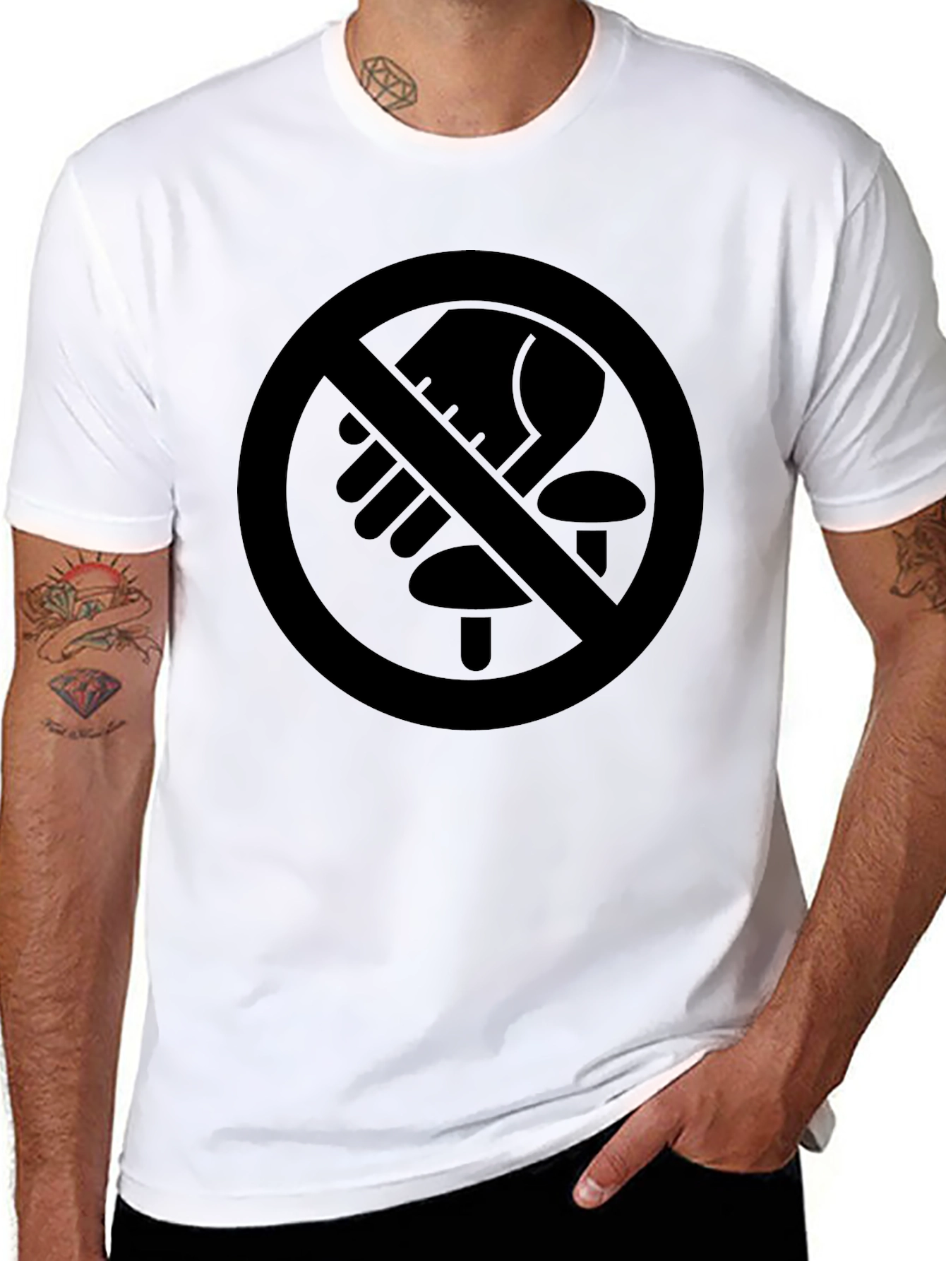 No Mushroom Foraging Tee - Black Graphic T-Shirt