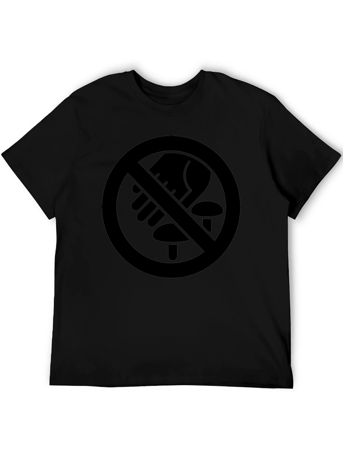 No Mushroom Foraging Tee - Black Graphic T-Shirt