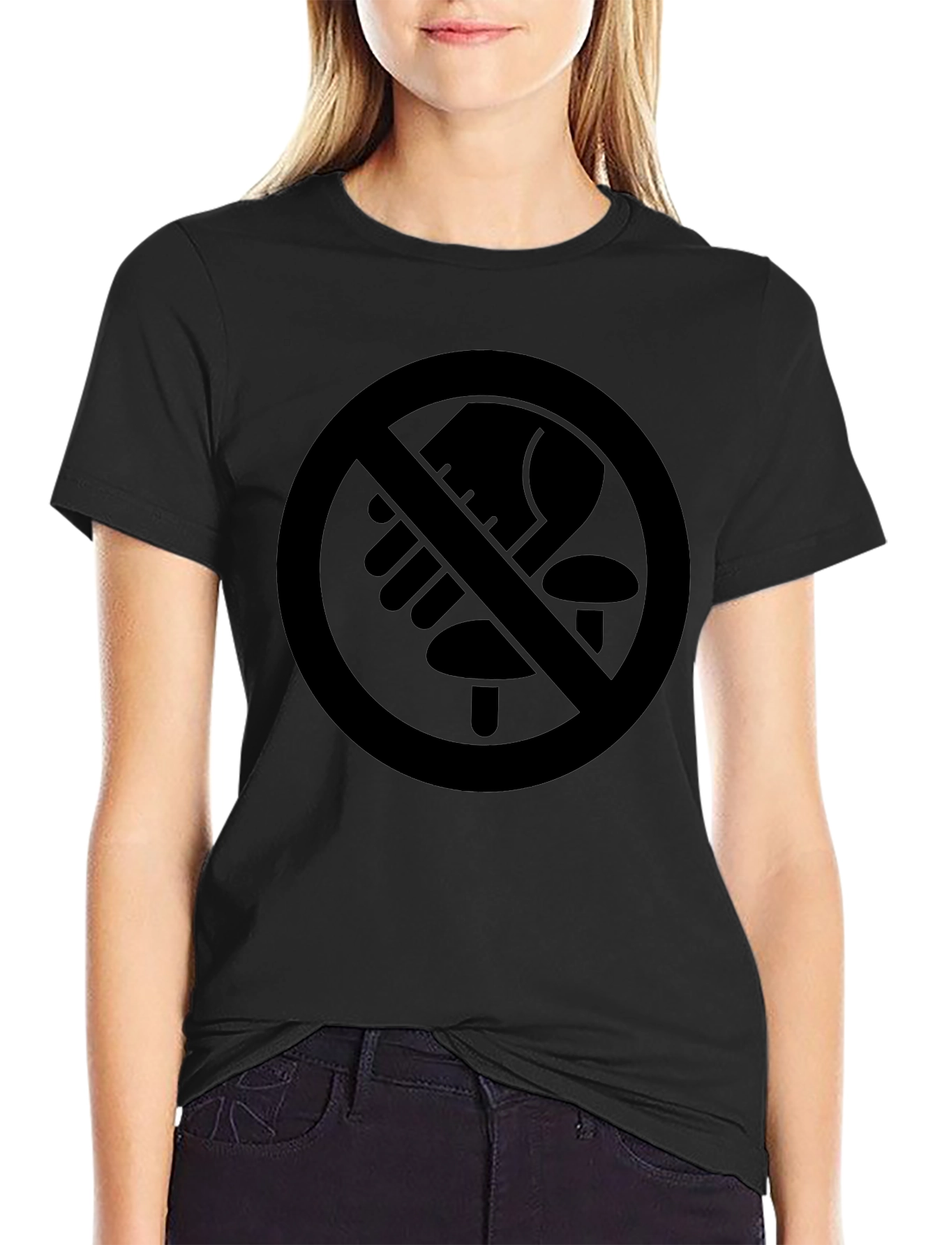 No Mushroom Foraging Tee - Black Graphic T-Shirt