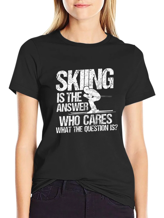 Skiing Is The Answer Mens Black Graphic Tee