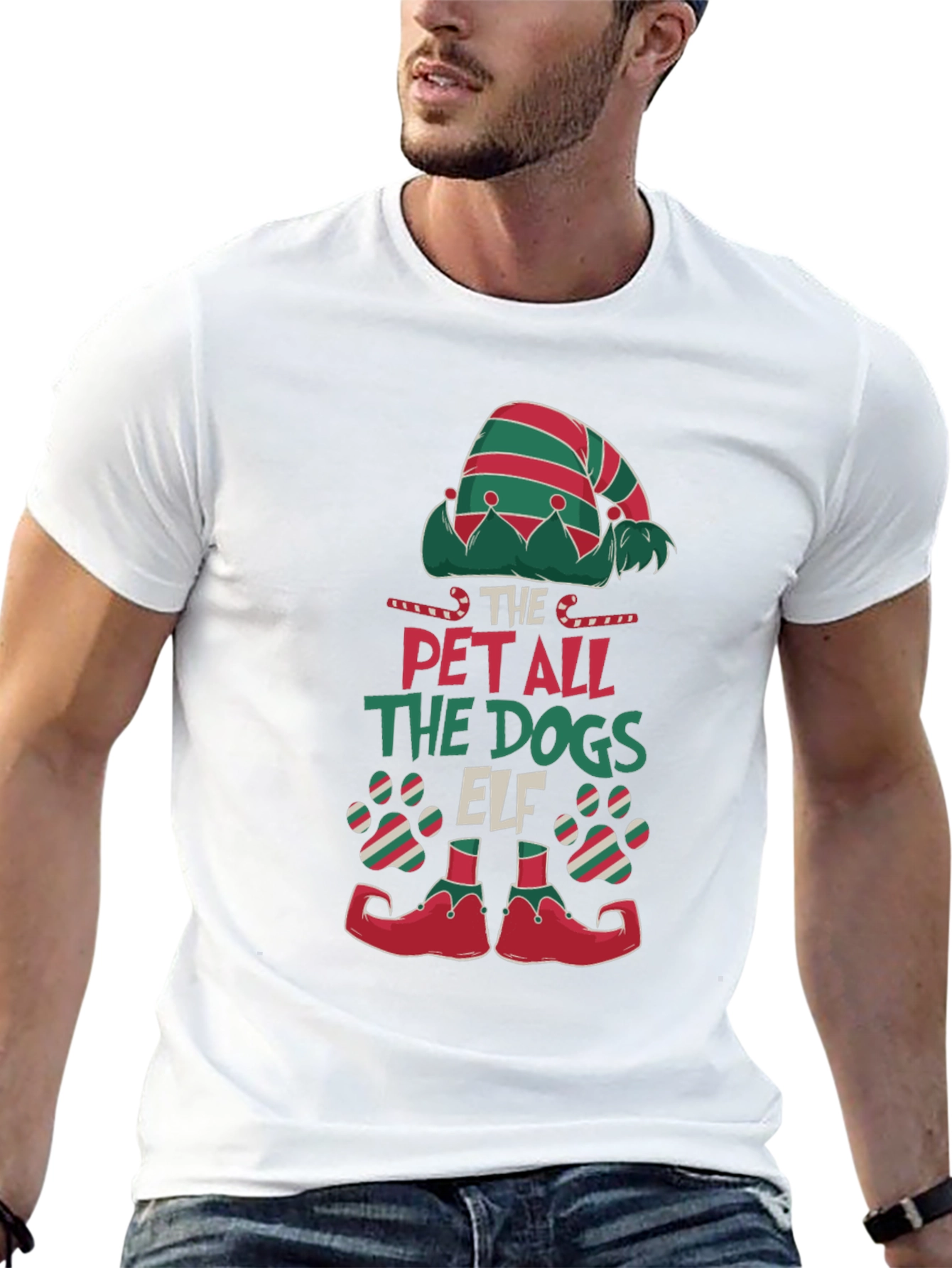 Pet All The Dogs Elf Christmas T-Shirt