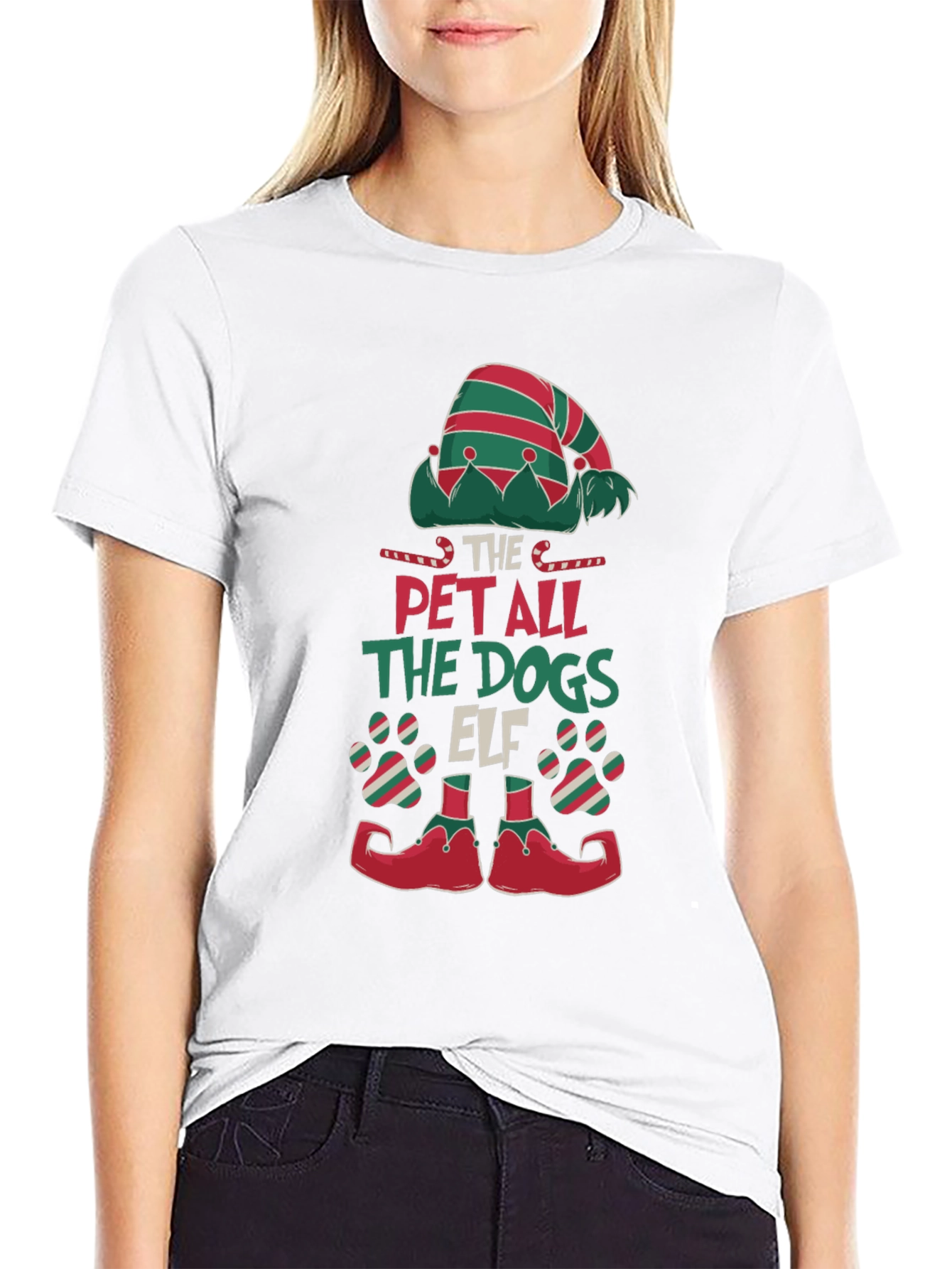 Pet All The Dogs Elf Christmas T-Shirt