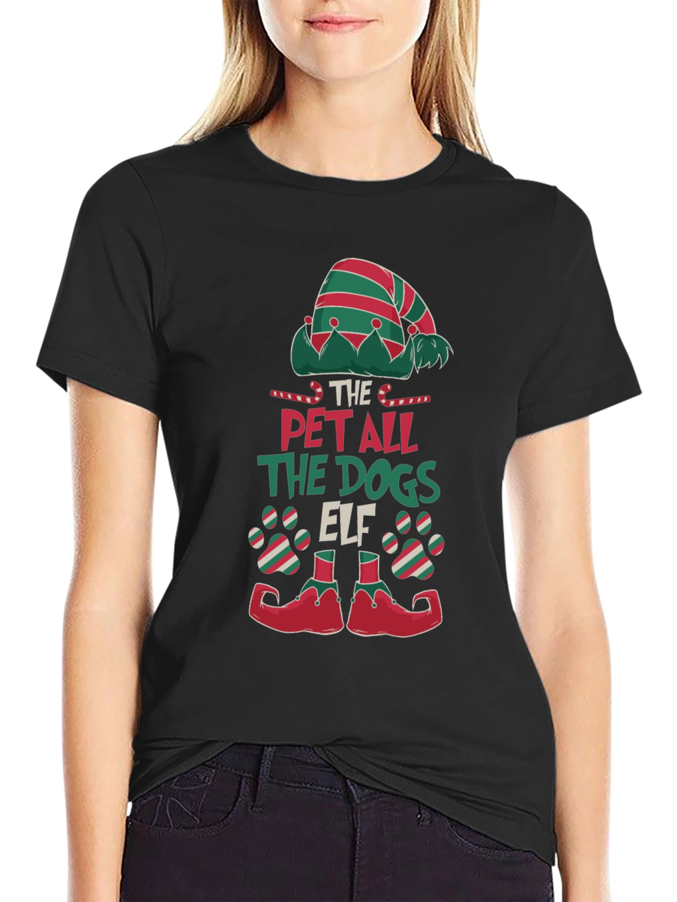 Pet All The Dogs Elf Christmas T-Shirt