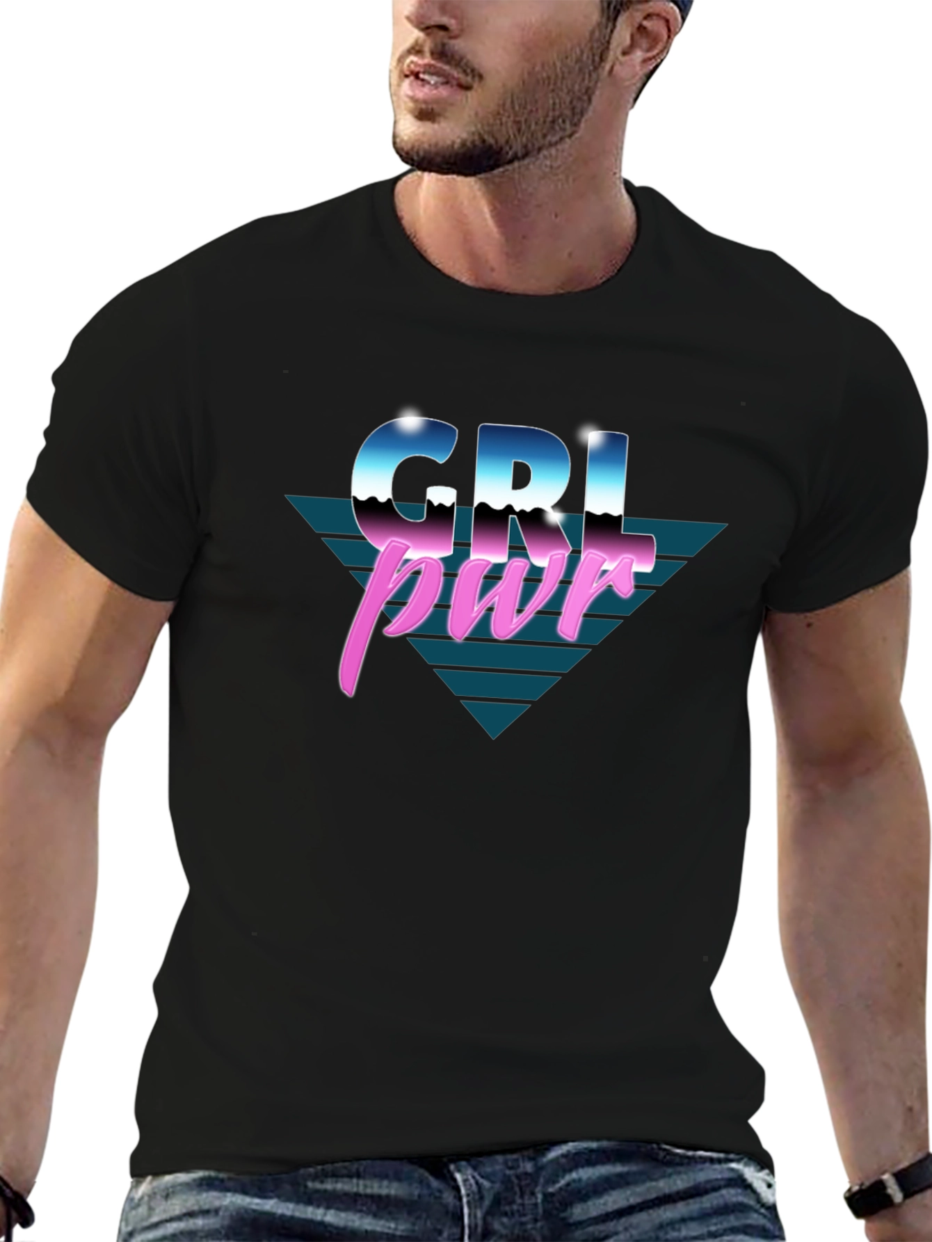 GRL PWR Retro Style Black T-Shirt