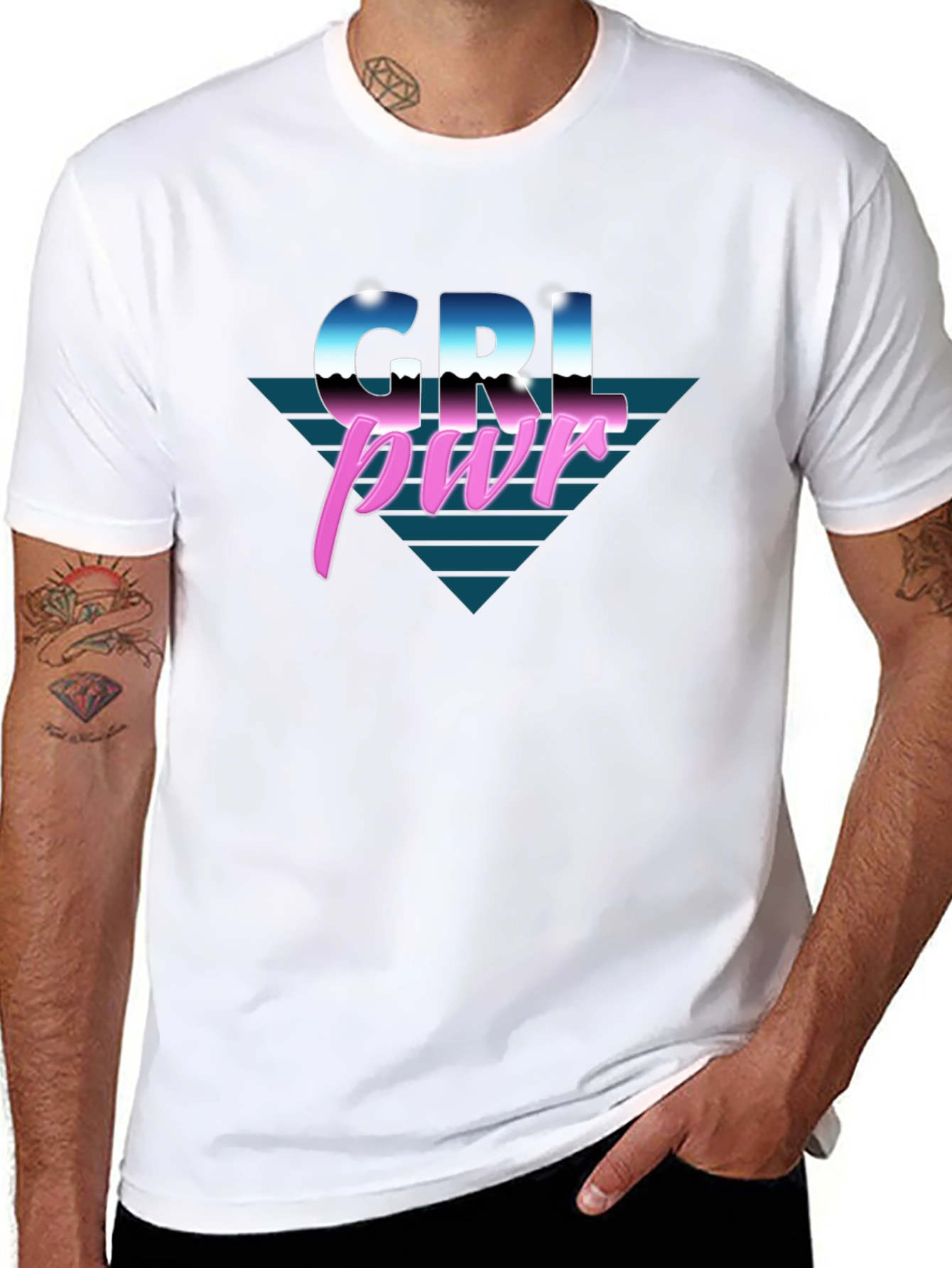 GRL PWR Retro Style Black T-Shirt