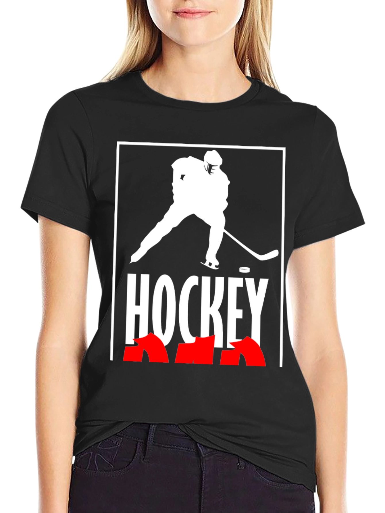 Hockey Graphic Tee - Black Cotton T-Shirt