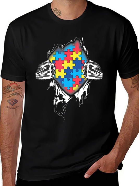 Autism Awareness Puzzle Piece Graphic T-Shirt