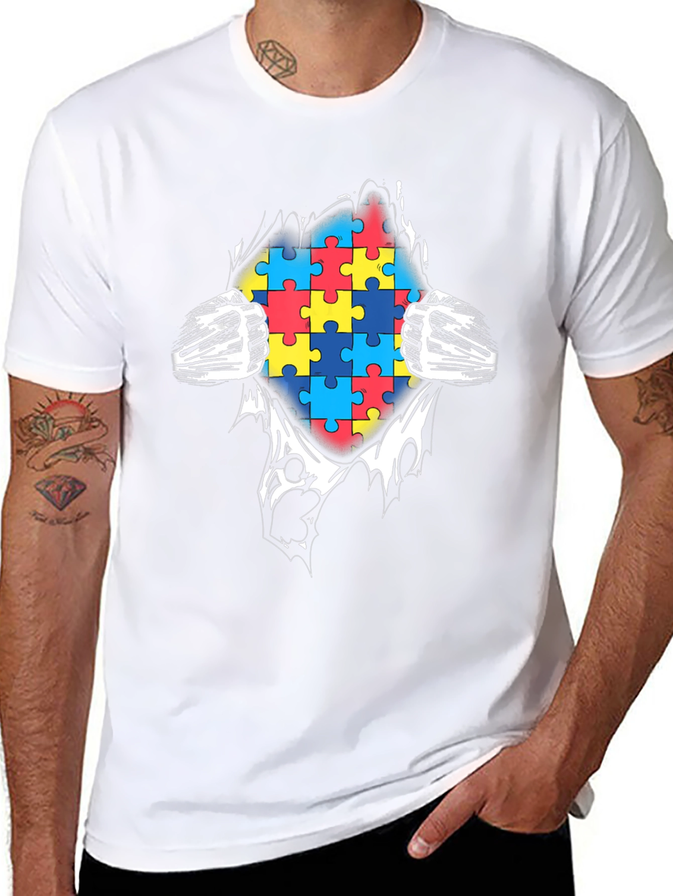 Autism Awareness Puzzle Piece Graphic T-Shirt