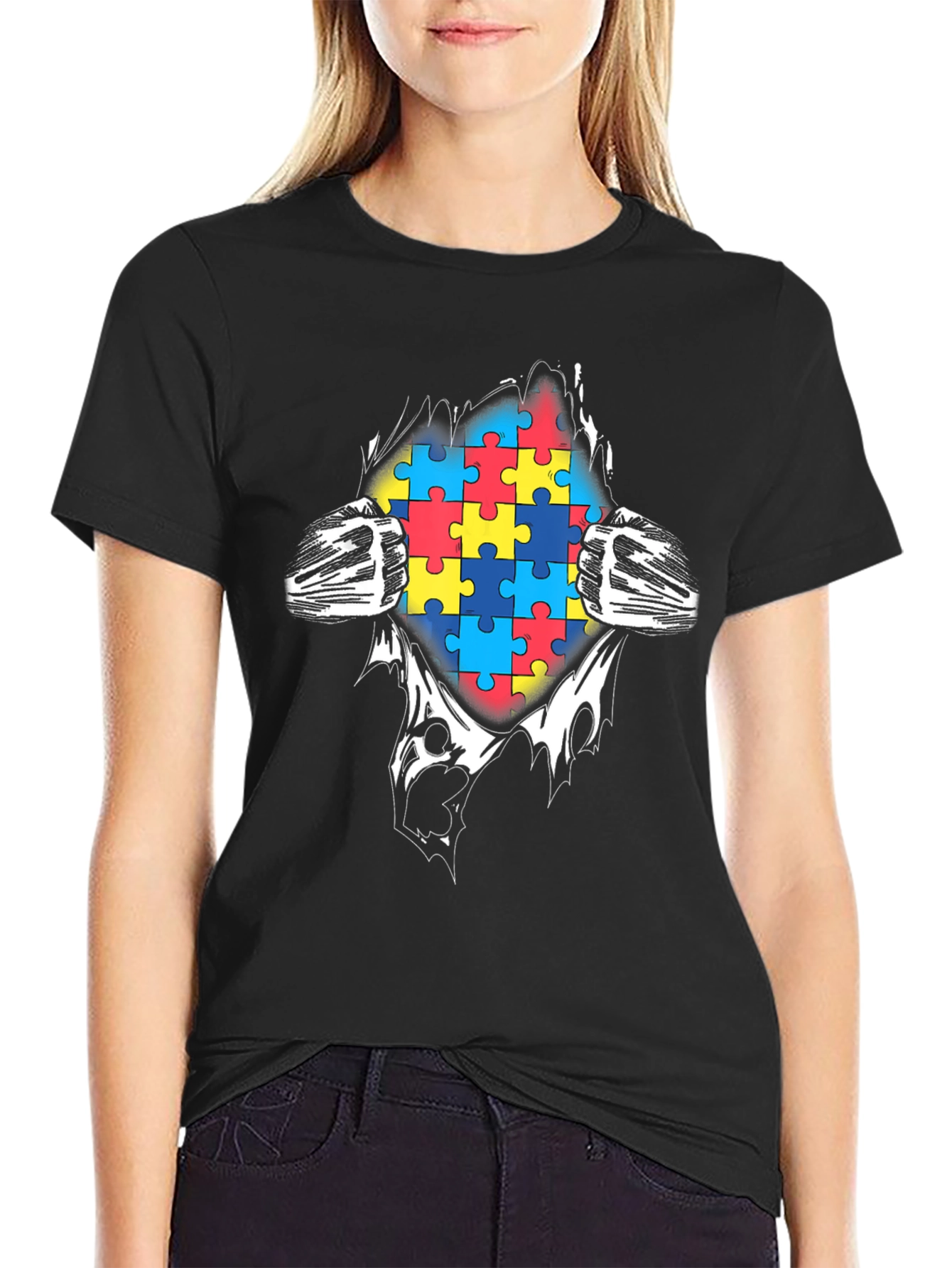 Autism Awareness Puzzle Piece Graphic T-Shirt