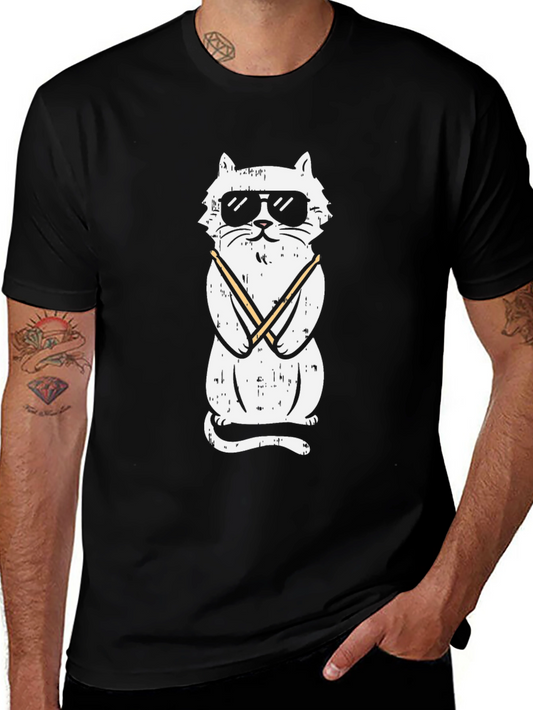 Cool Cat Graphic Tee - Black
