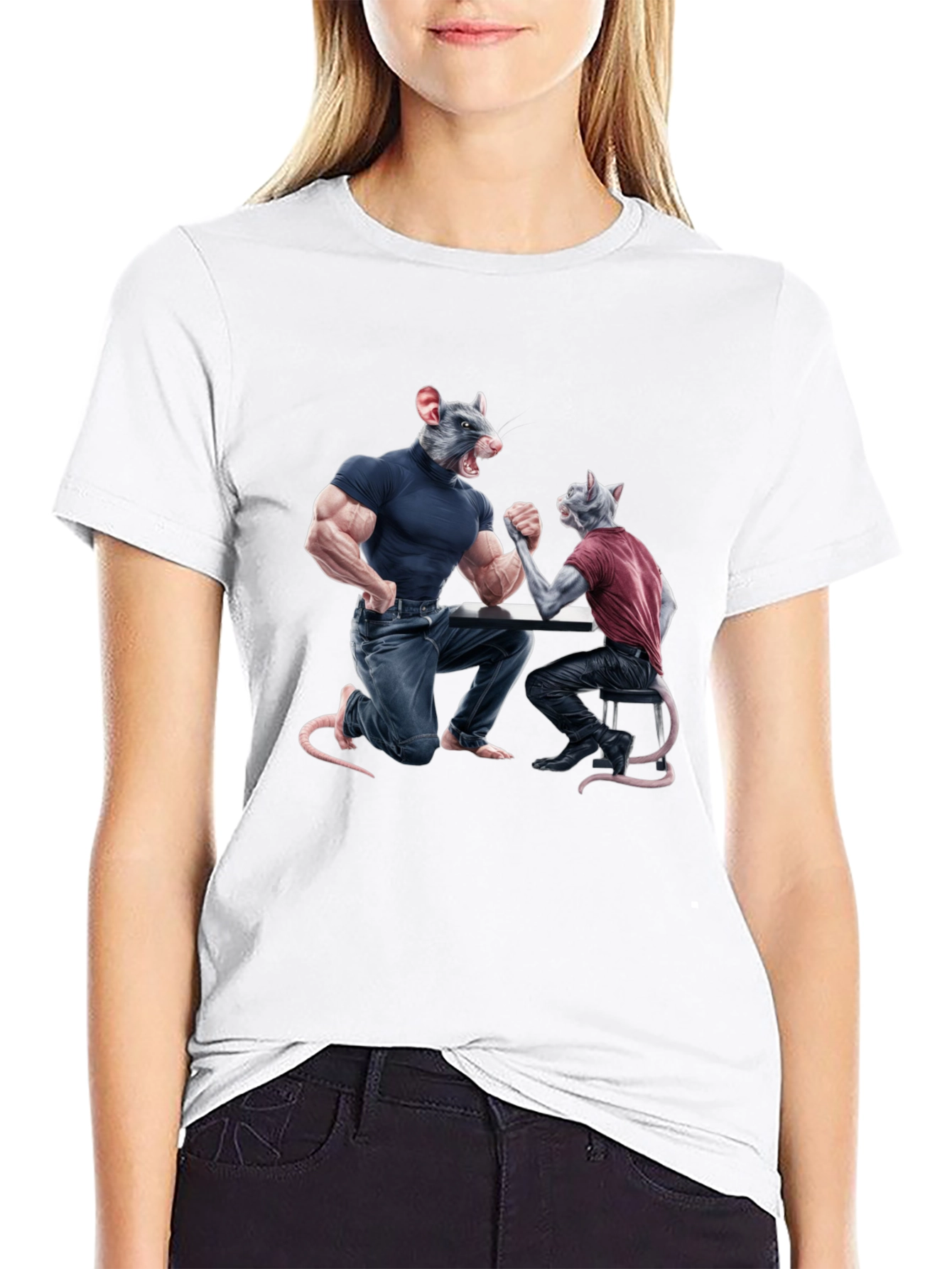Arm Wrestling Rodent Graphic T-Shirt