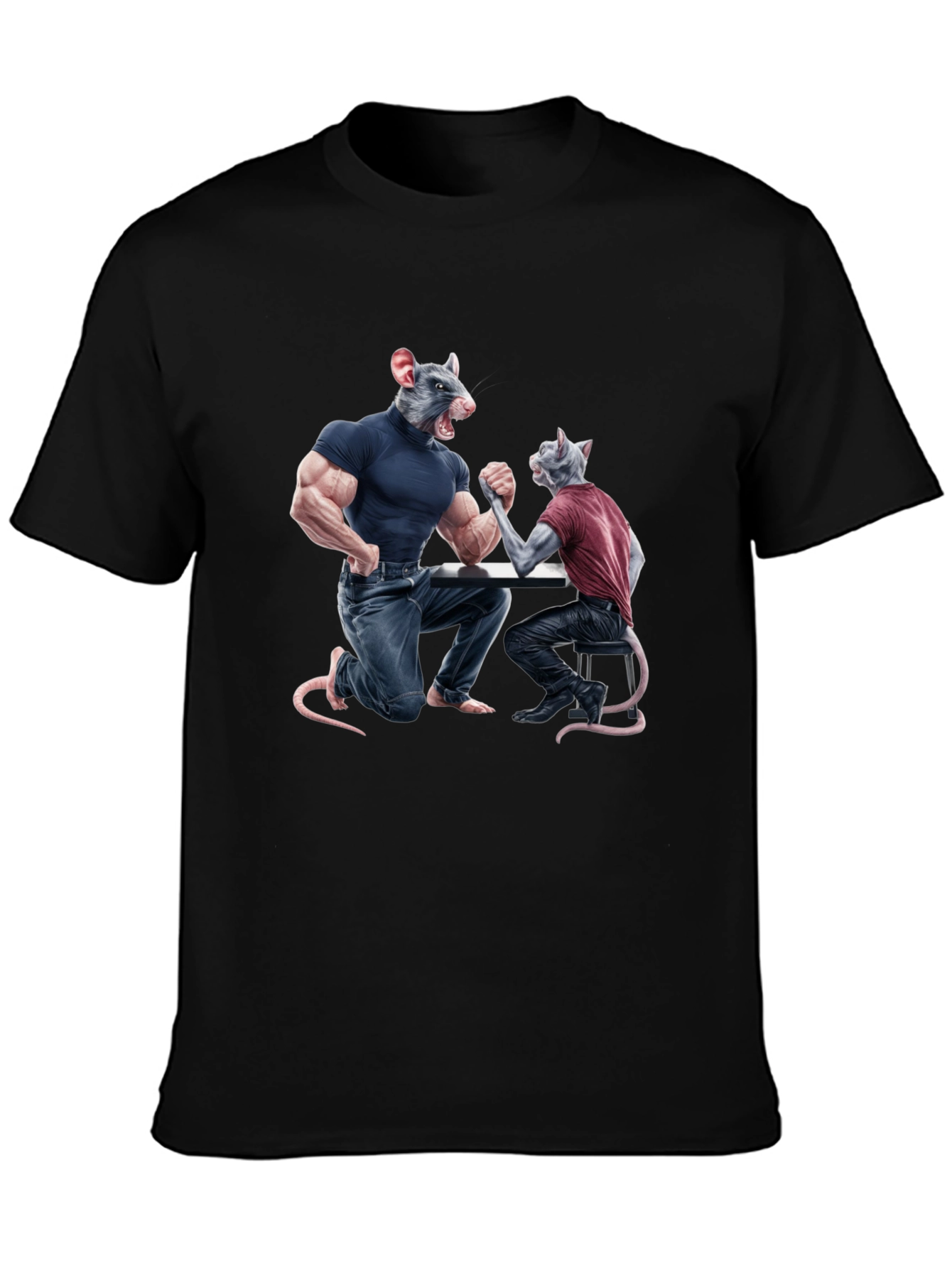 Arm Wrestling Rodent Graphic T-Shirt