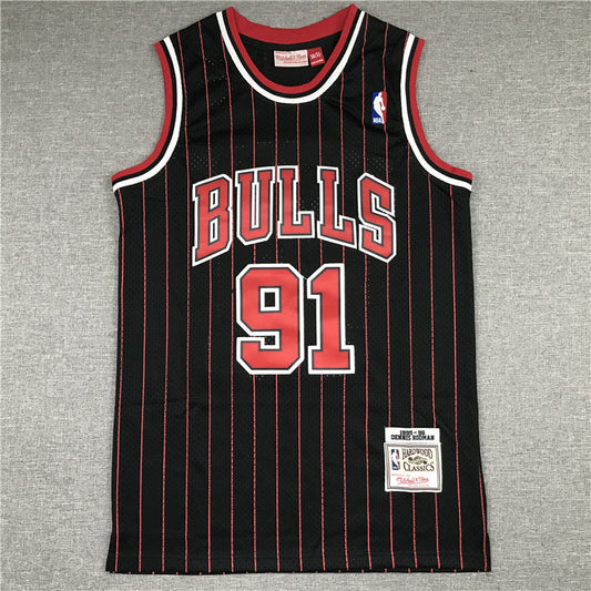 Men's Chicago Bulls Dennis Rodman Black 1995-96 Hardwood Classics Player Jerseys