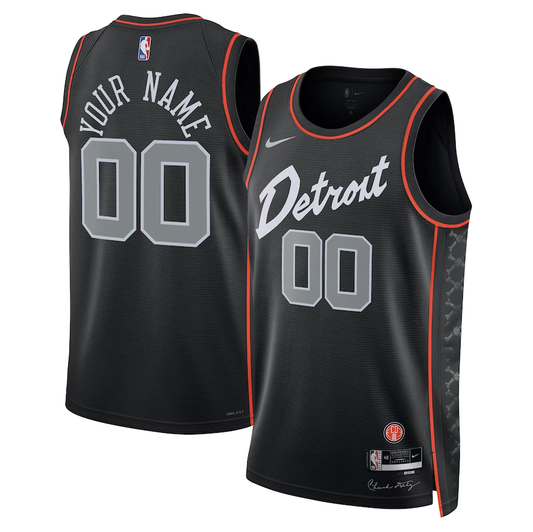 Men's Detroit Pistons Black 2023/24 Custom Swingman Jerseys - City Edition