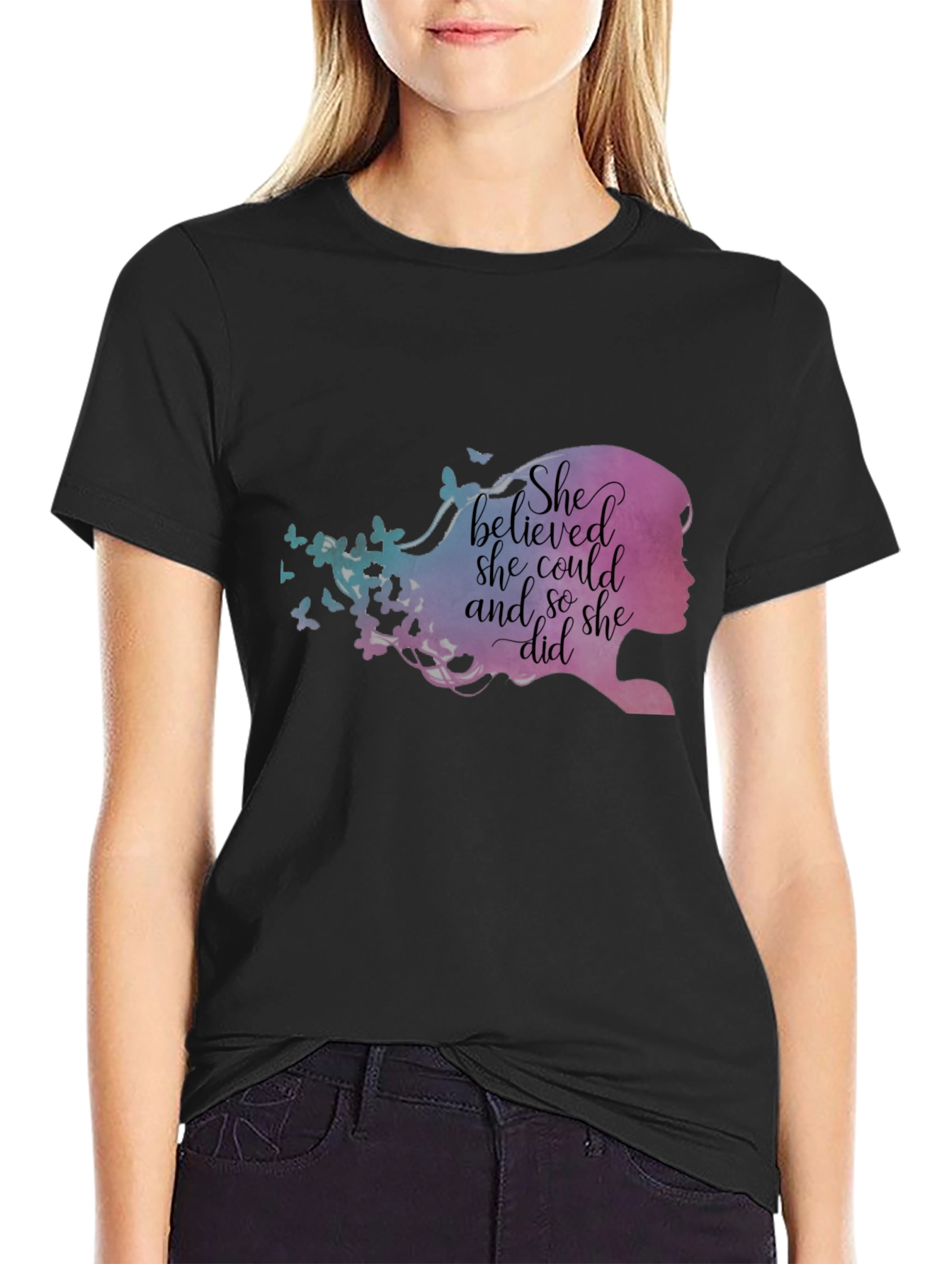 Empowering She Believed Graphic Tee - Black Unisex Fit