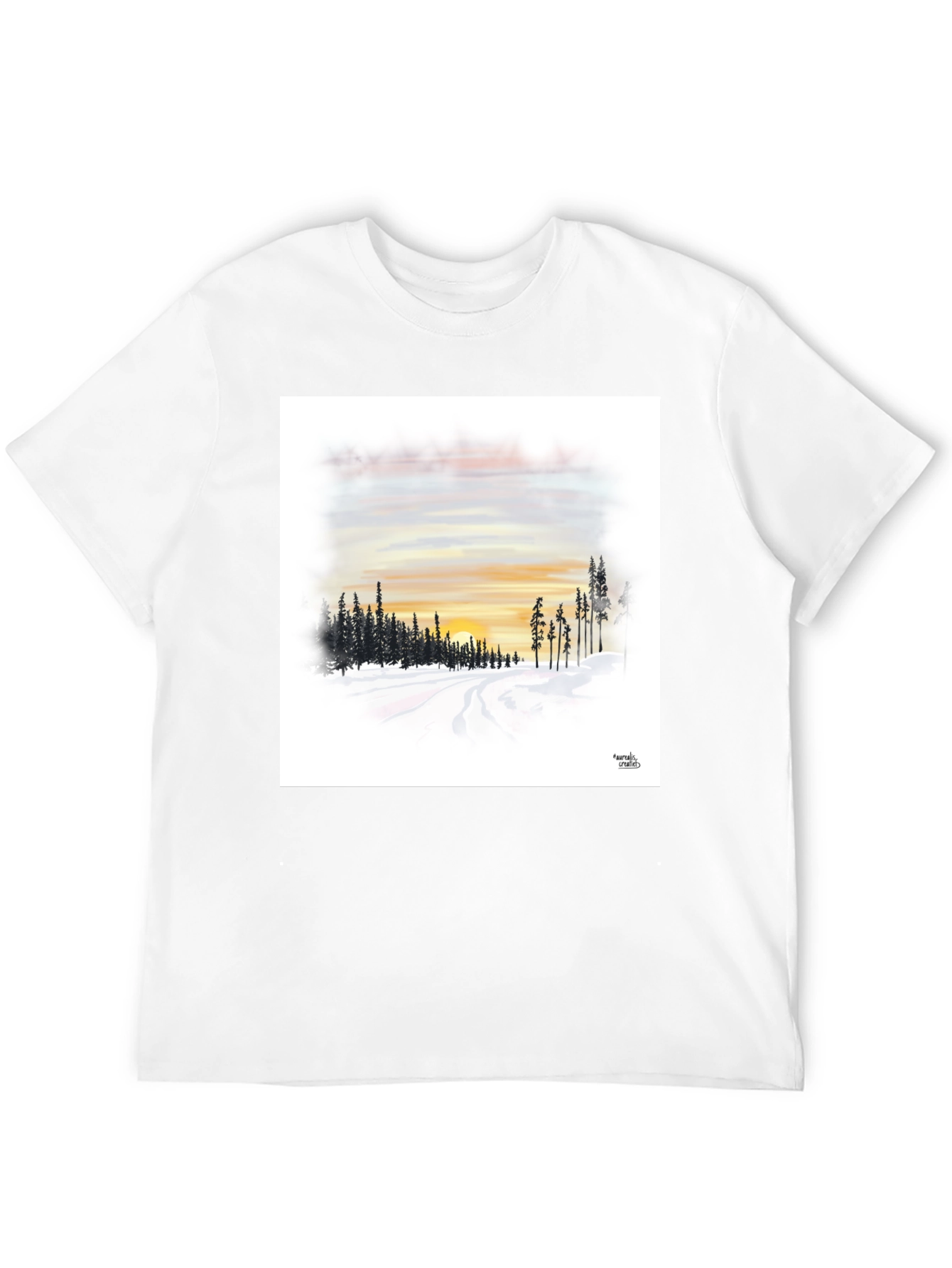 Sunset Winterscape Graphic Tee - Soft Black