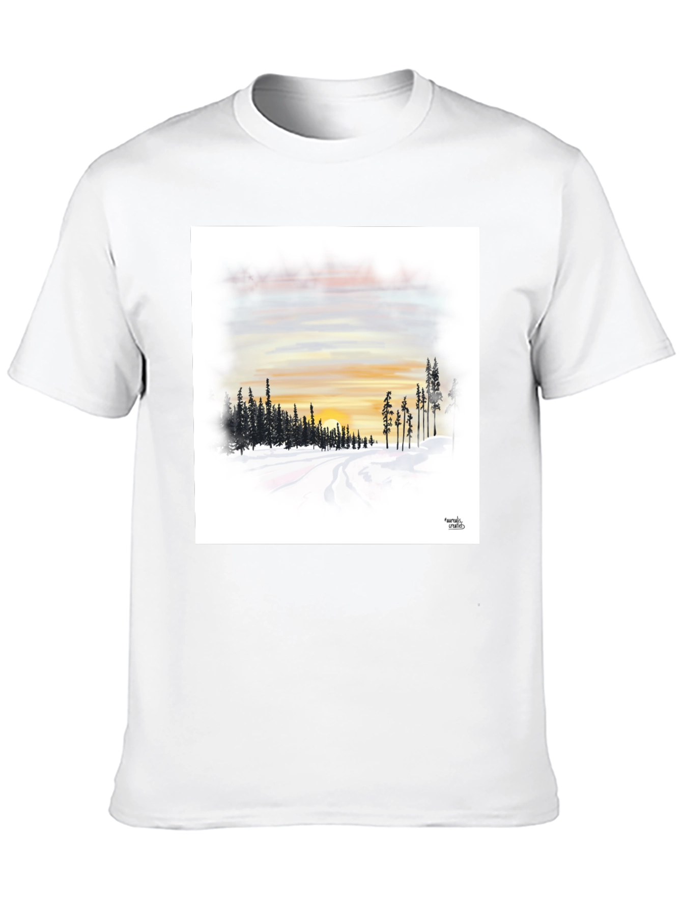 Sunset Winterscape Graphic Tee - Soft Black
