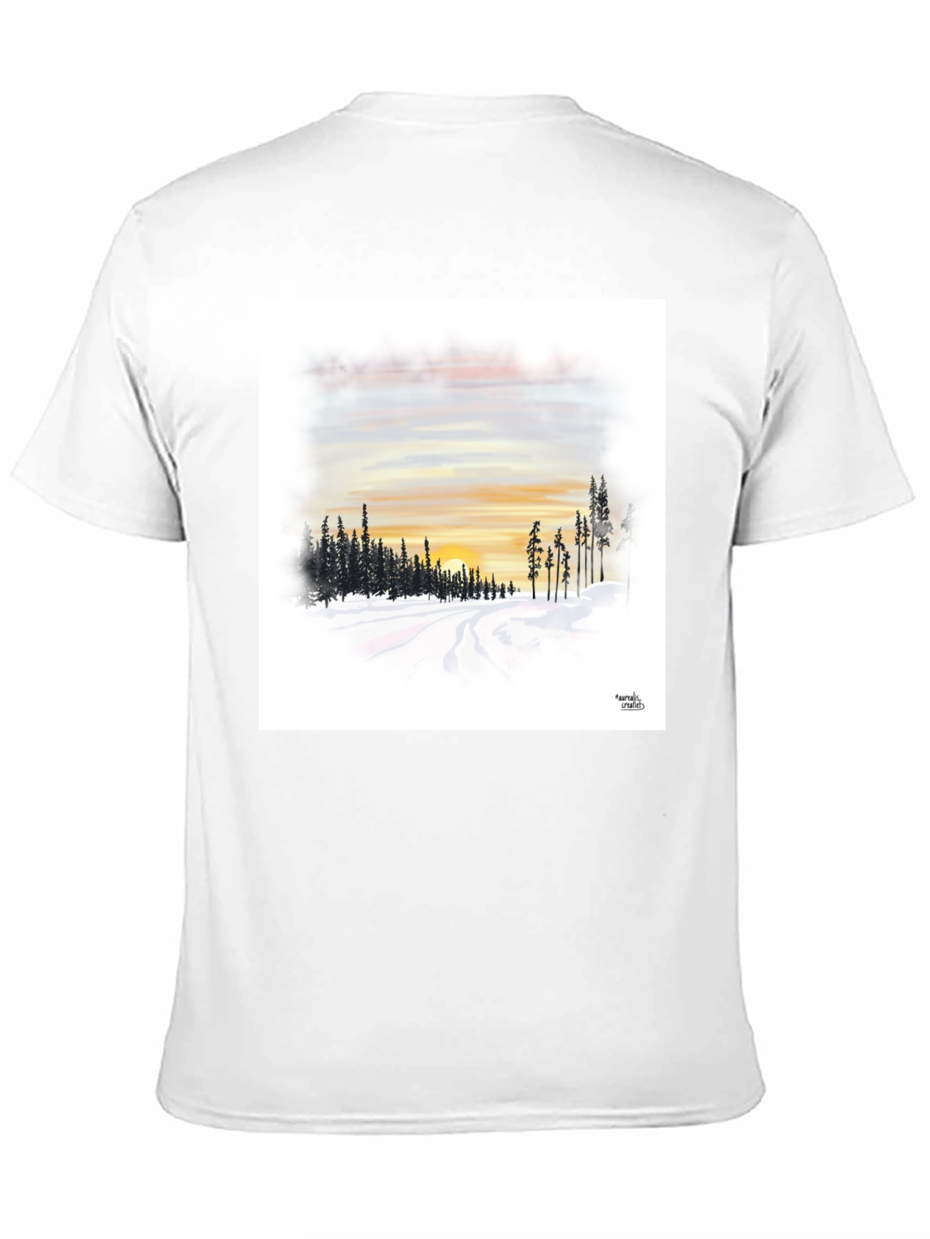 Sunset Winterscape Graphic Tee - Soft Black