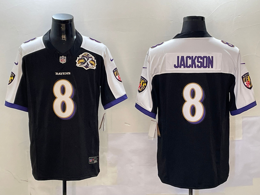Men's Baltimore Ravens Lamar Jackson #8 Black Vapor F.U.S.E. Limited Jerseys